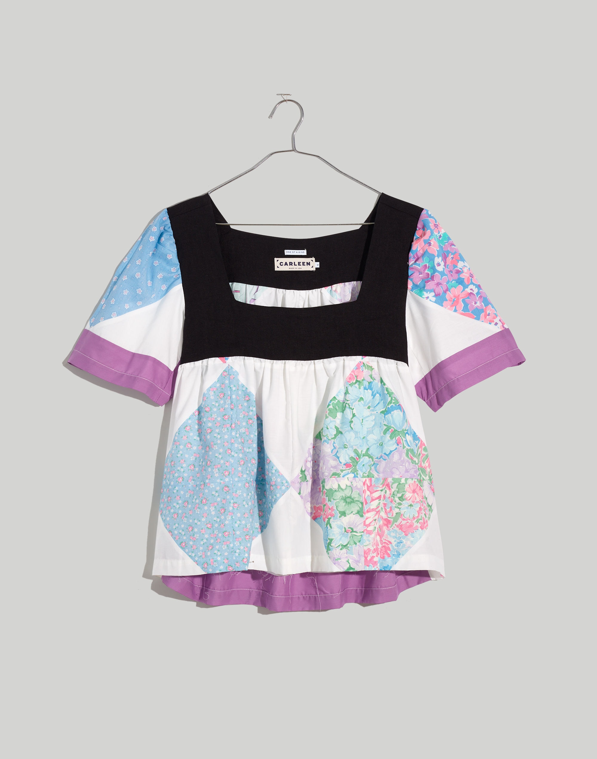 carleen patchwork square-neck top