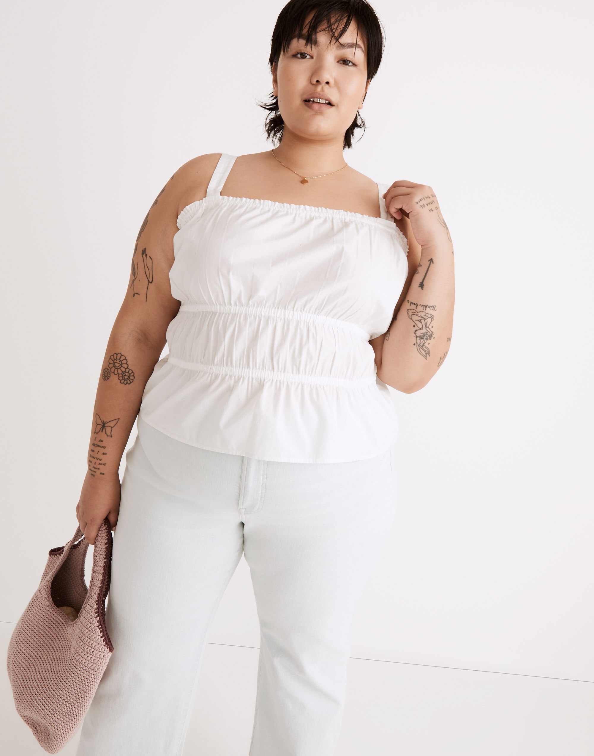 Plus Poplin Sophia Peplum Tank