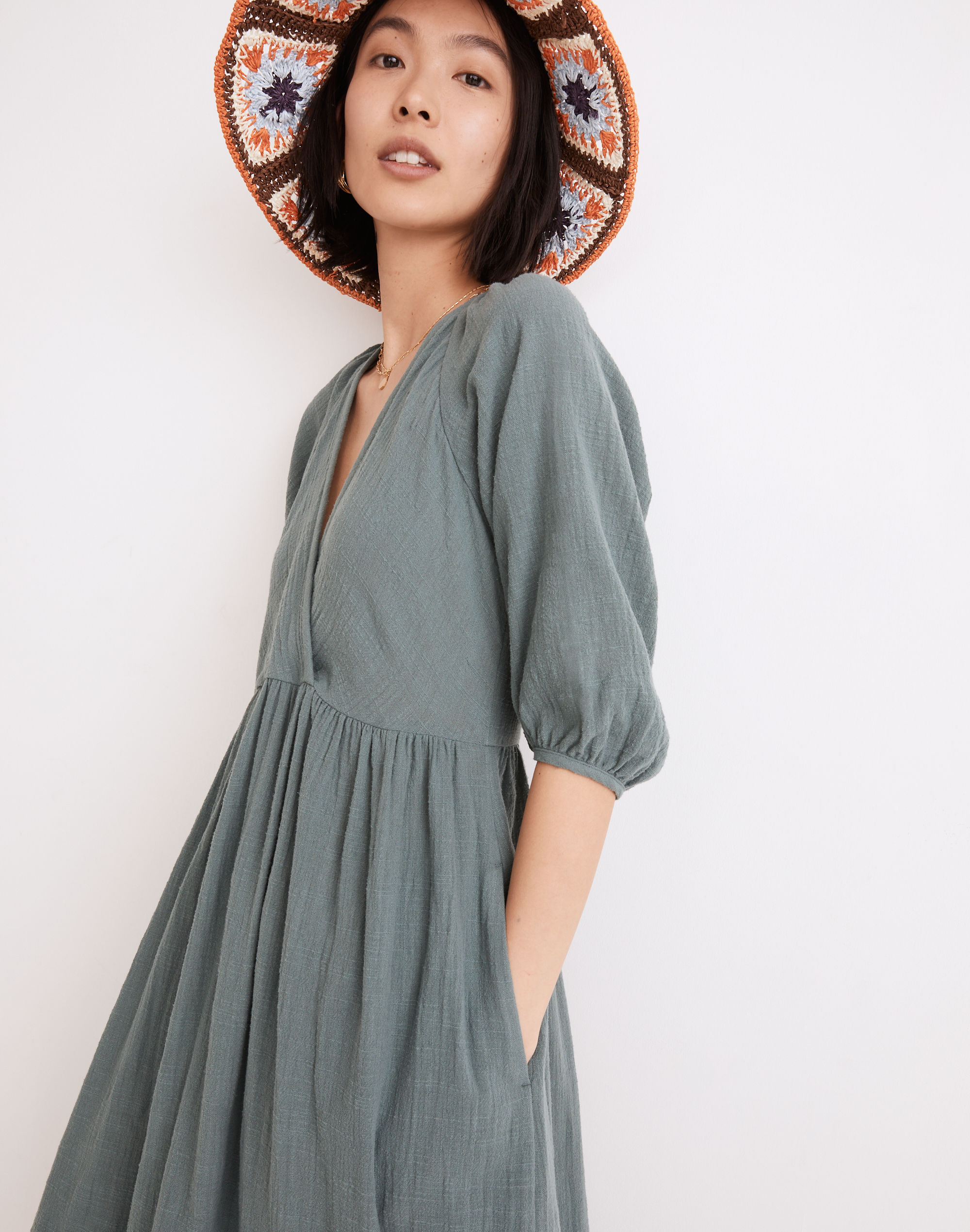madewell puff sleeve midi dress Smocked Puff-Sleeve Dress in Floral