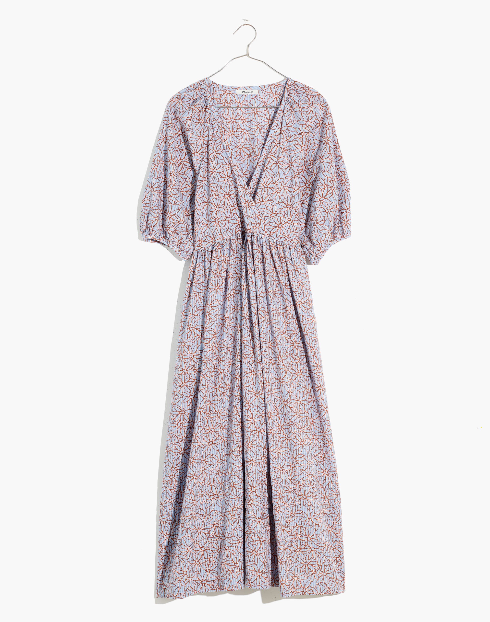 Marianna Puff-Sleeve Midi Dress in Dream-On Daisies