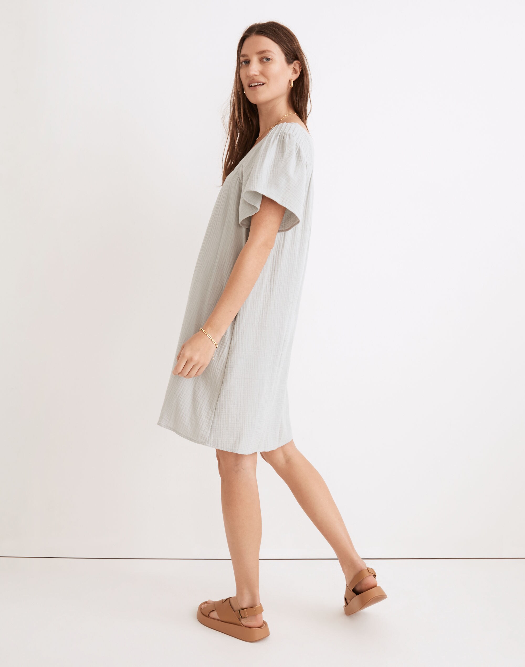 Lightspun Butterfly Square-Neck Mini Dress