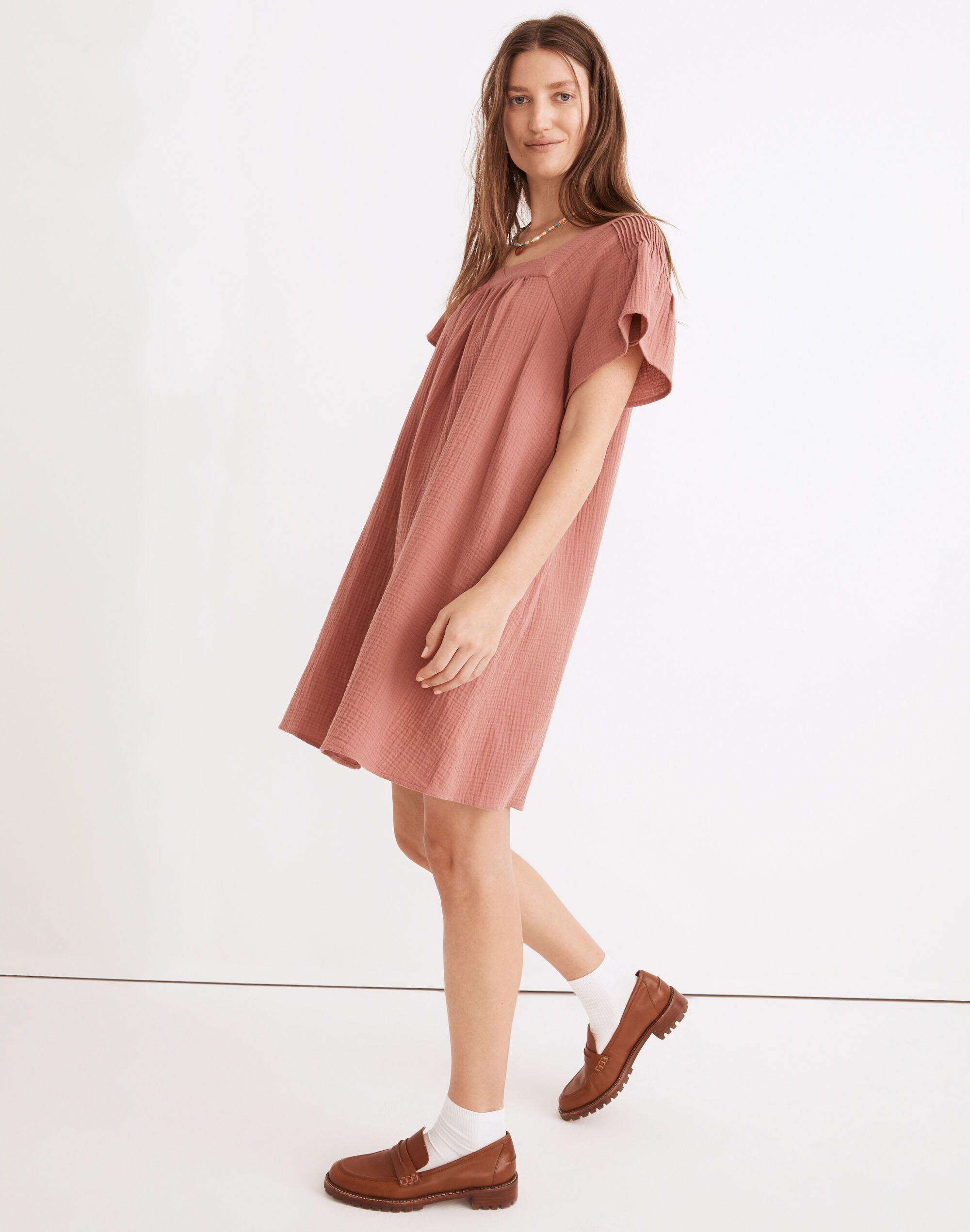Lightspun Butterfly Square-Neck Mini Dress