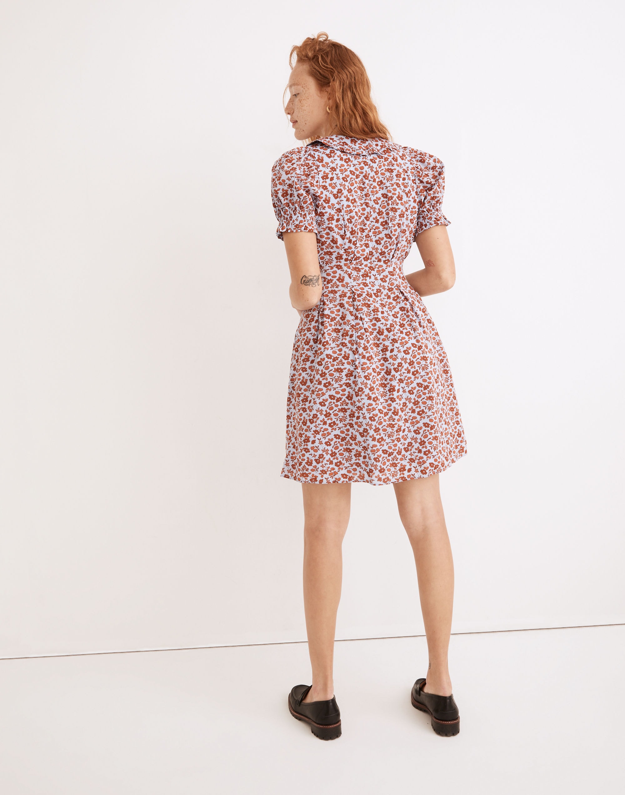 Collared Puff-Sleeve Mini Dress in Piccola Floral