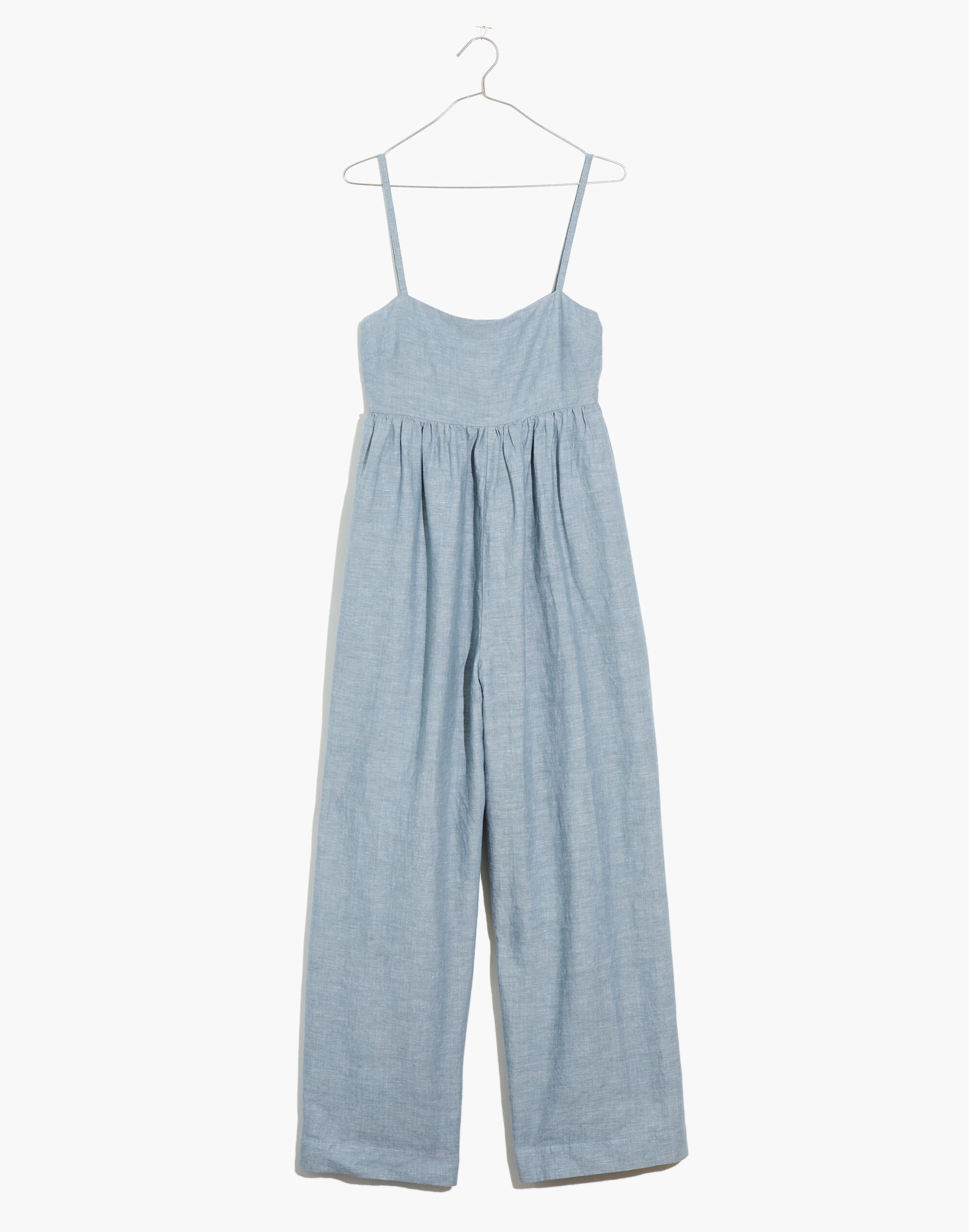 Linen-Blend Tie-Back Wide-Leg Jumpsuit