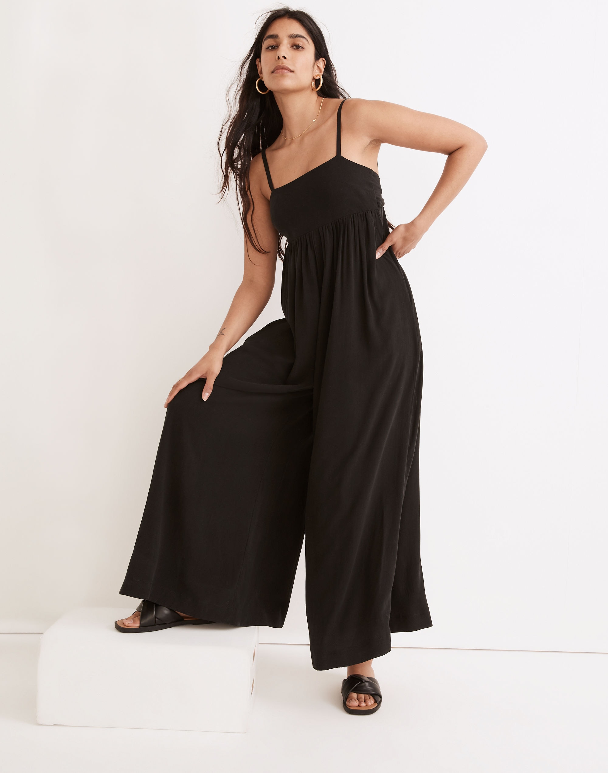tie-back wide-leg jumpsuit