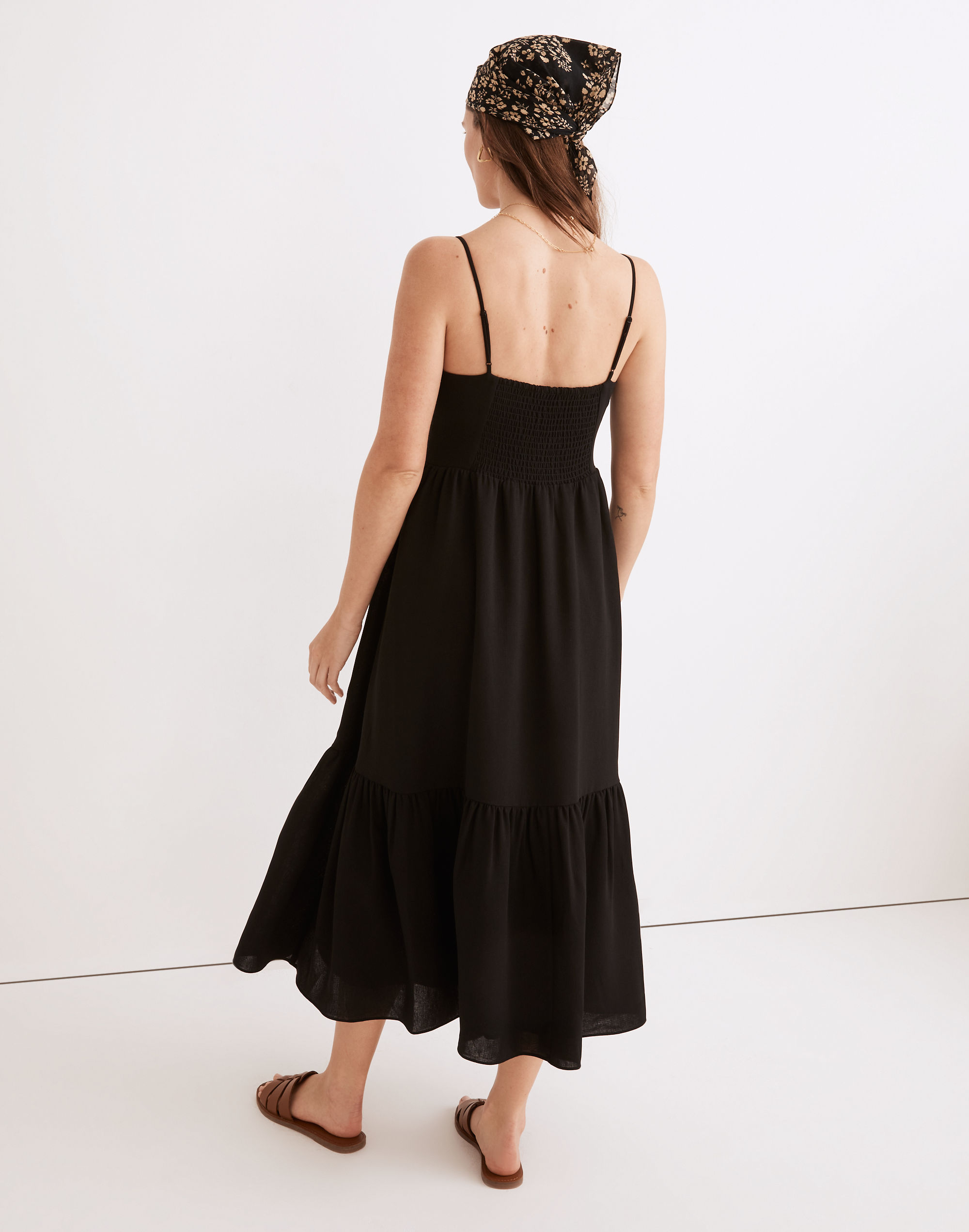 Ruched Keyhole Tiered Midi Dress