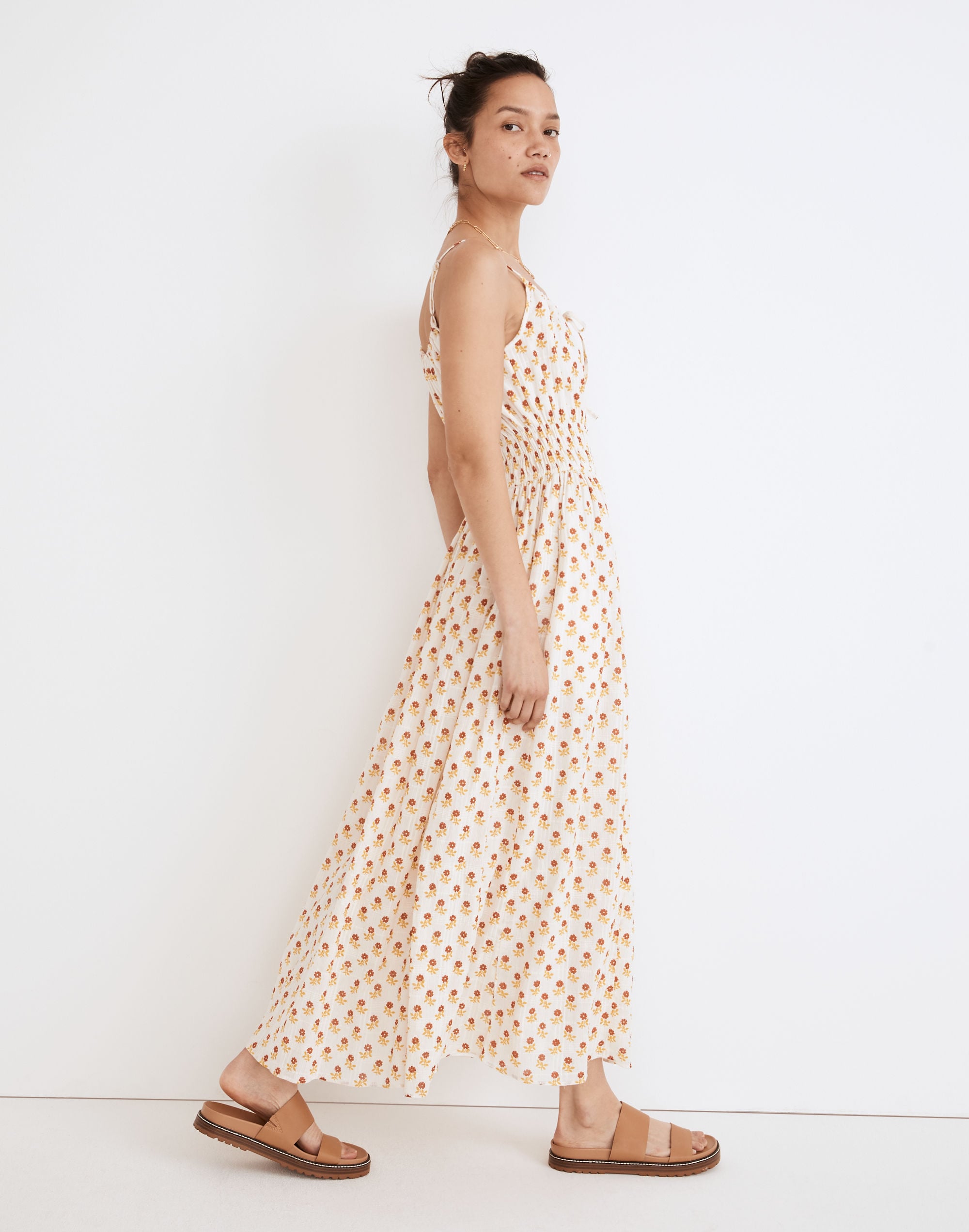 Sophia Cami Midi Dress in Wild Calendula Block-Print