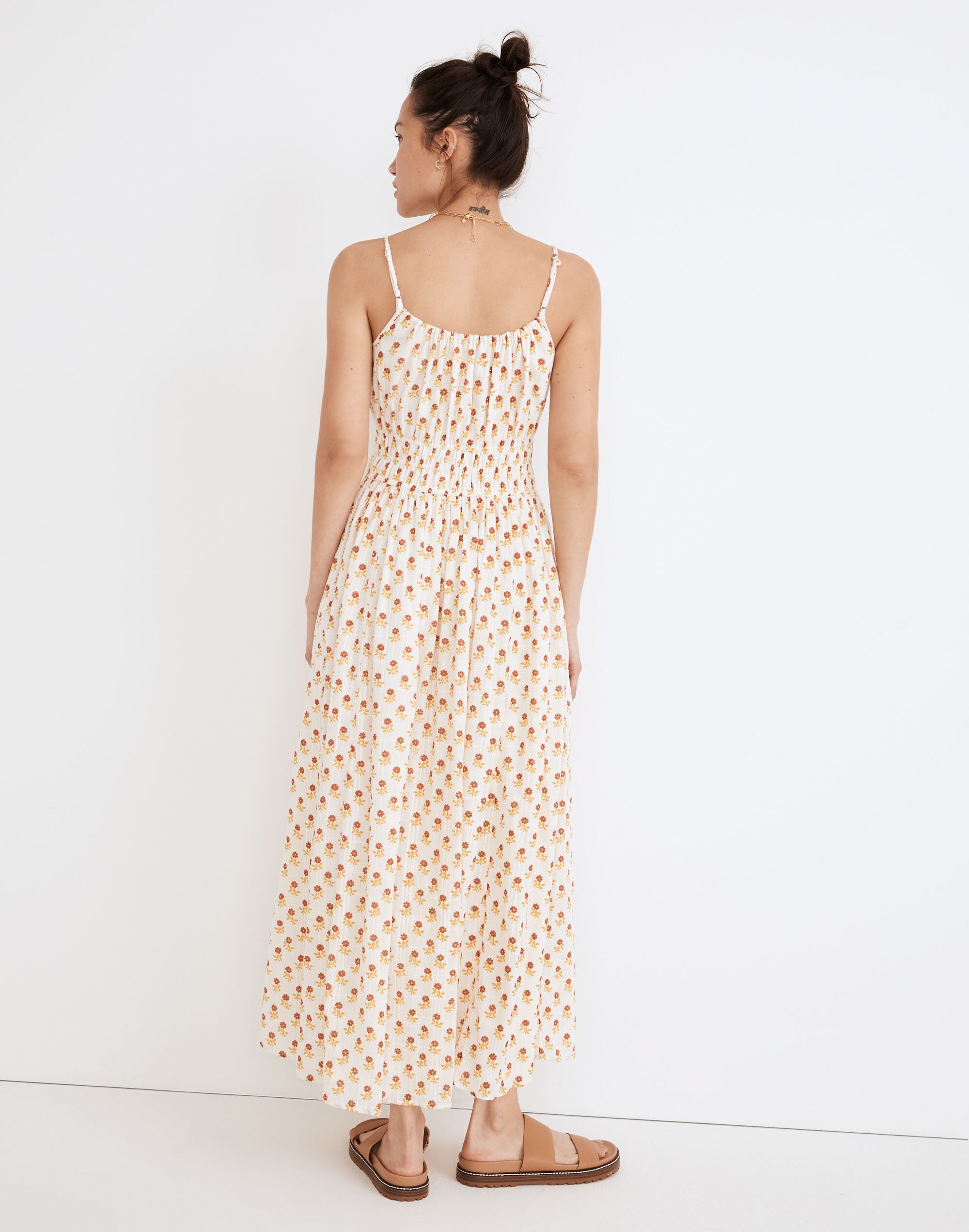 Sophia Cami Midi Dress in Wild Calendula Block-Print
