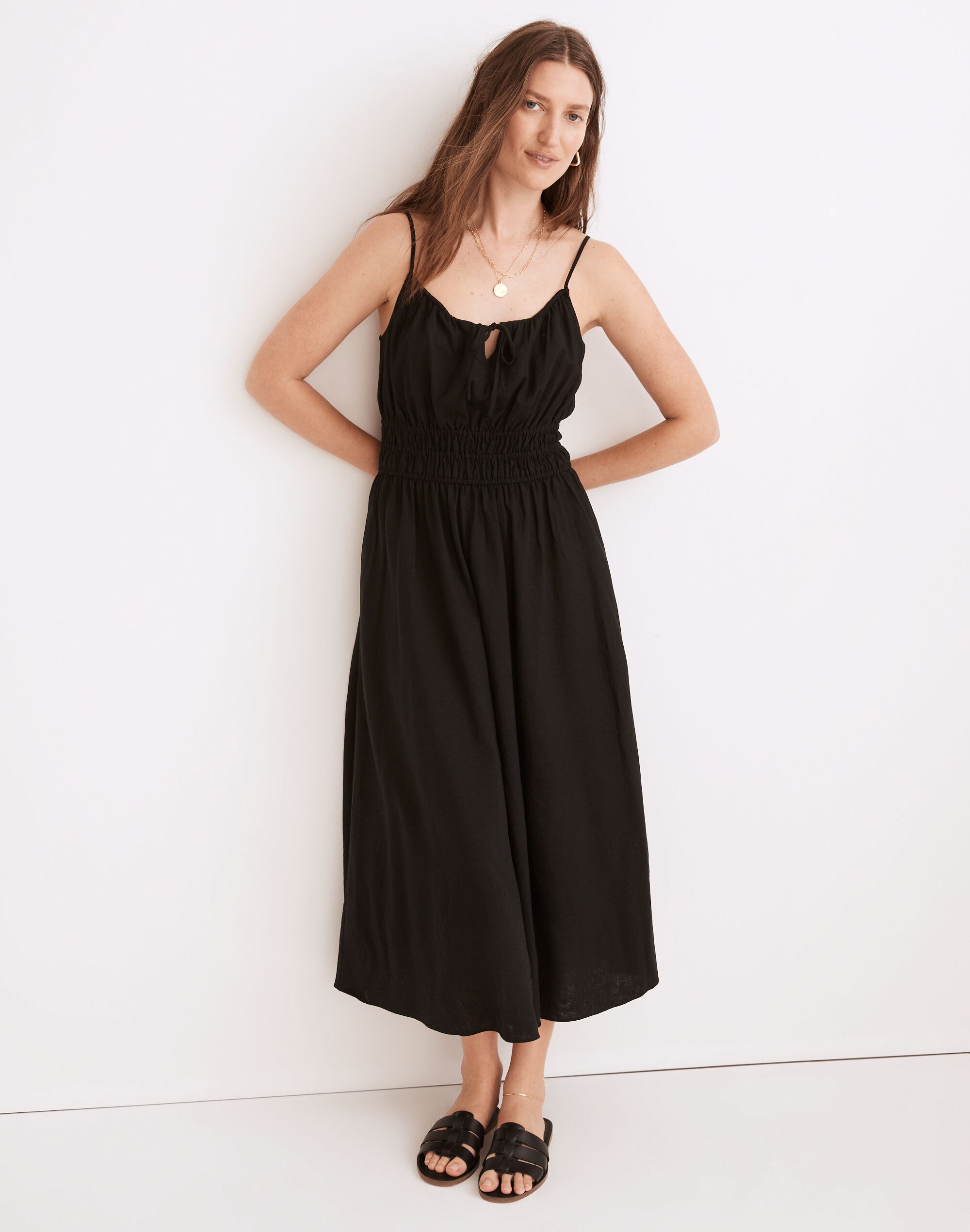 Linen-Blend Sophia Cami Midi Dress