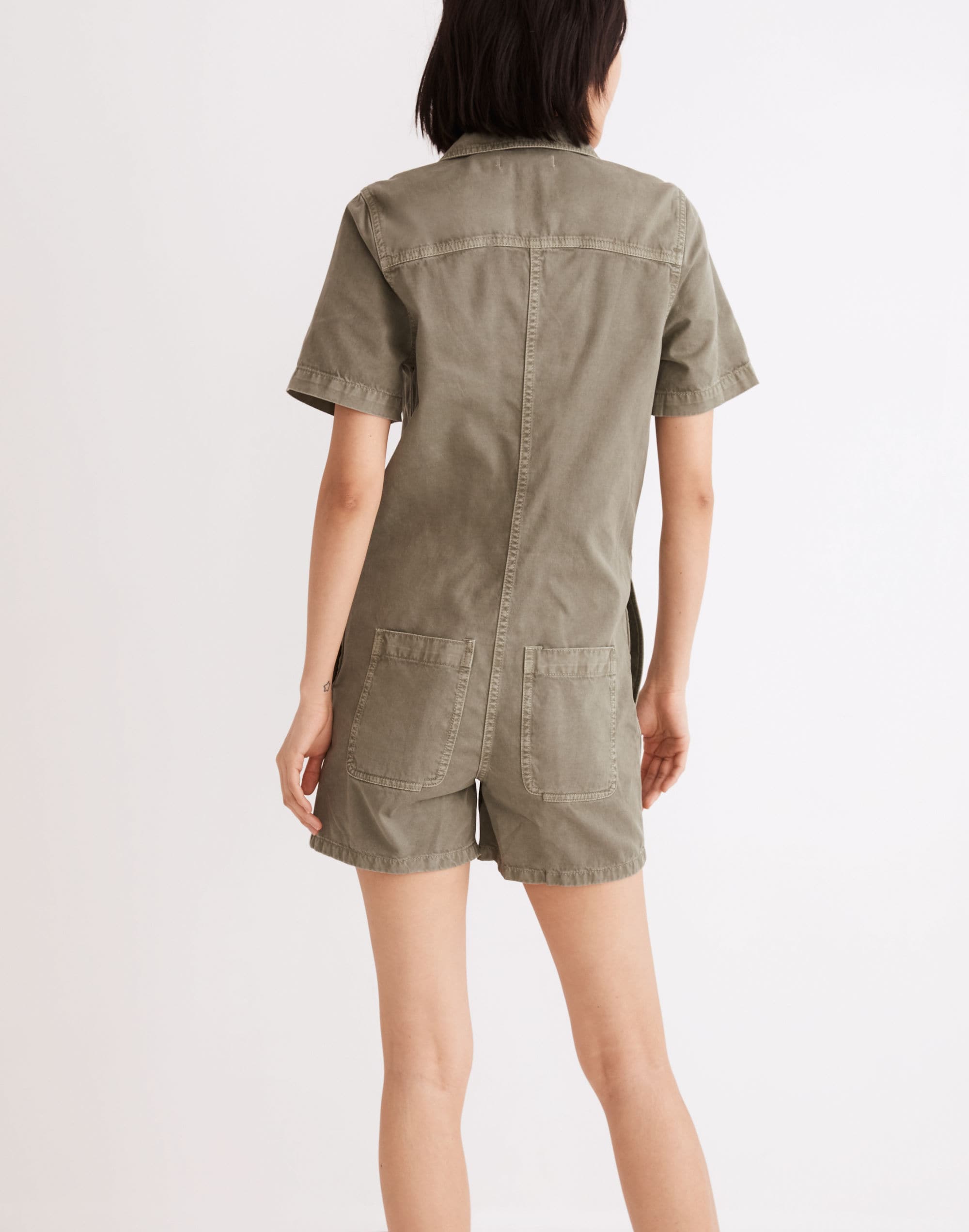 Garment-Dyed Relaxed Coverall Romper