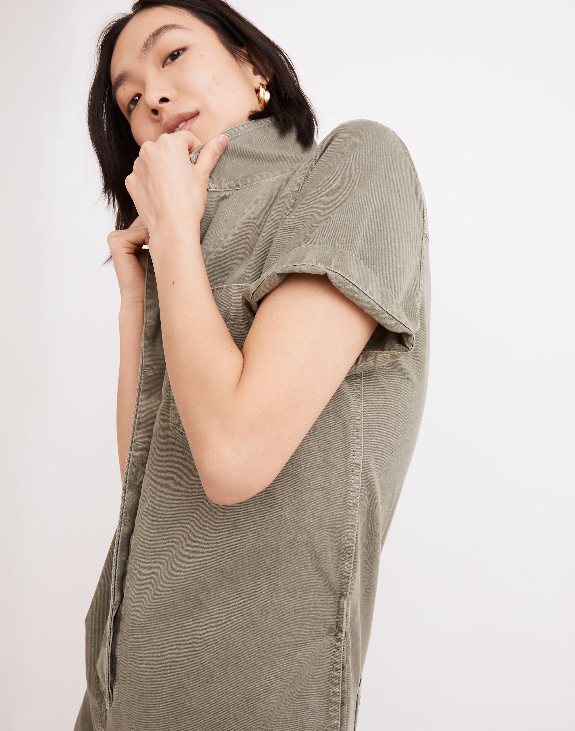 Garment-Dyed Relaxed Coverall Romper