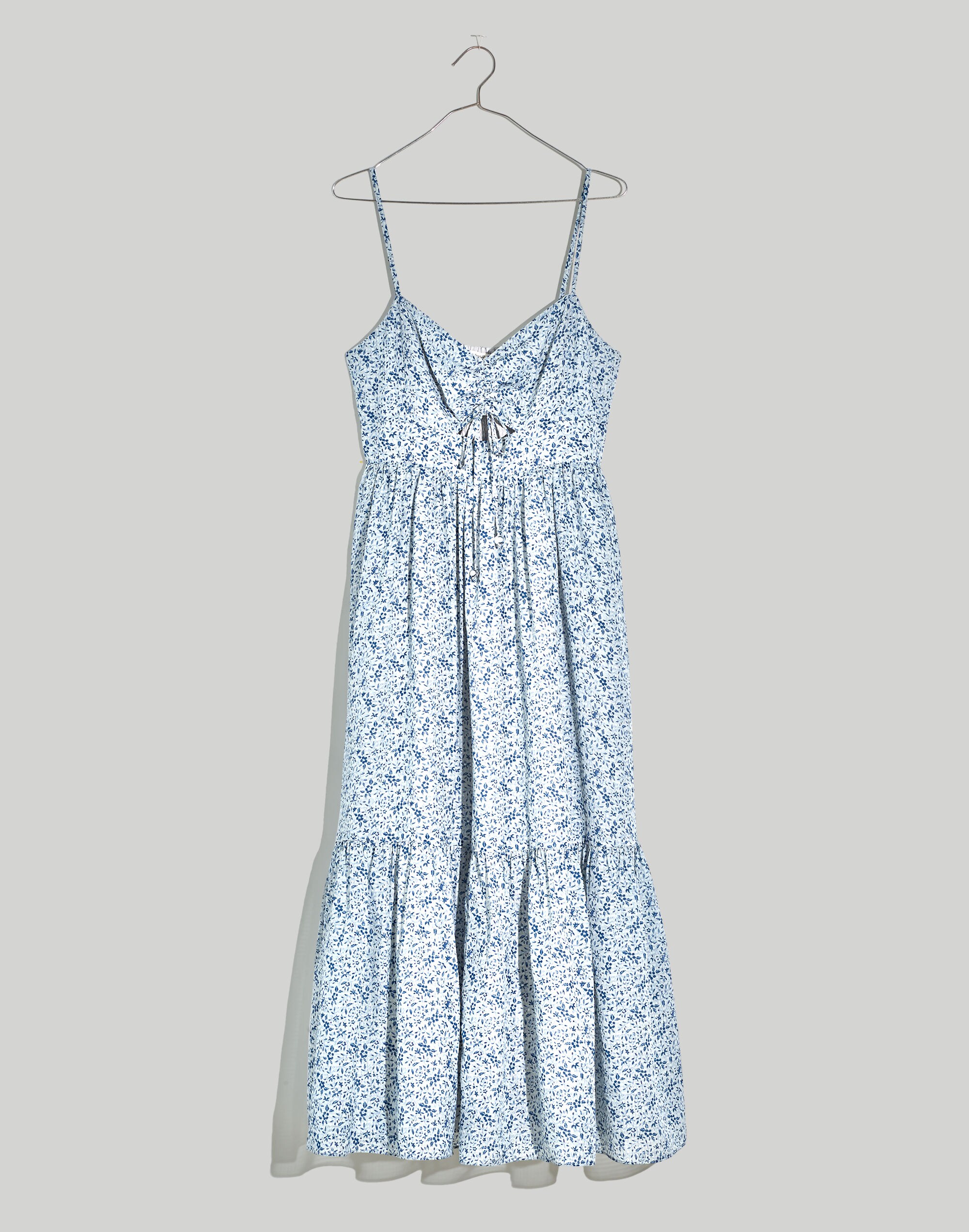 Silk Ruched Keyhole Tiered Midi Dress in Florentine Floral