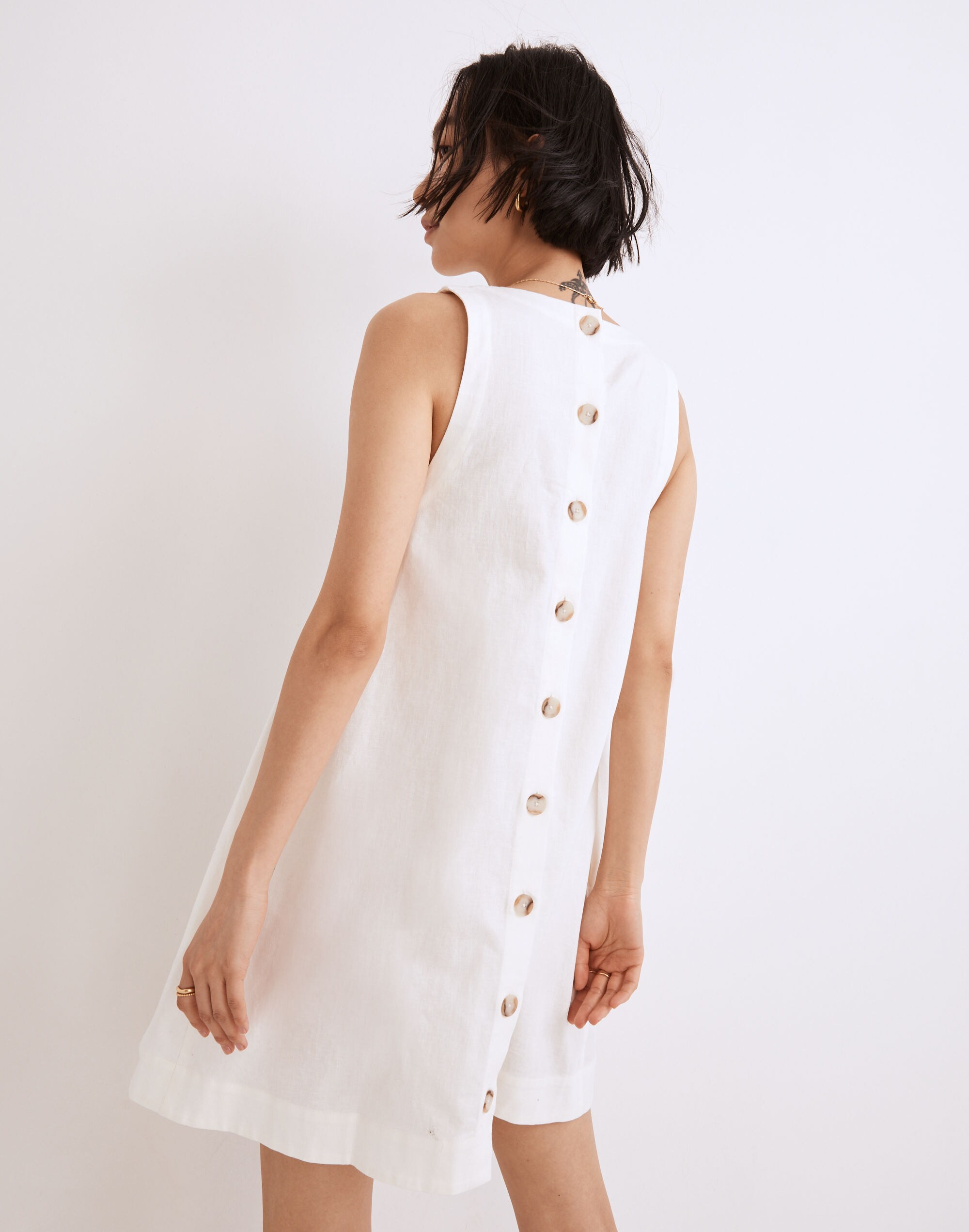 Linen-Cotton Tank Mini Dress