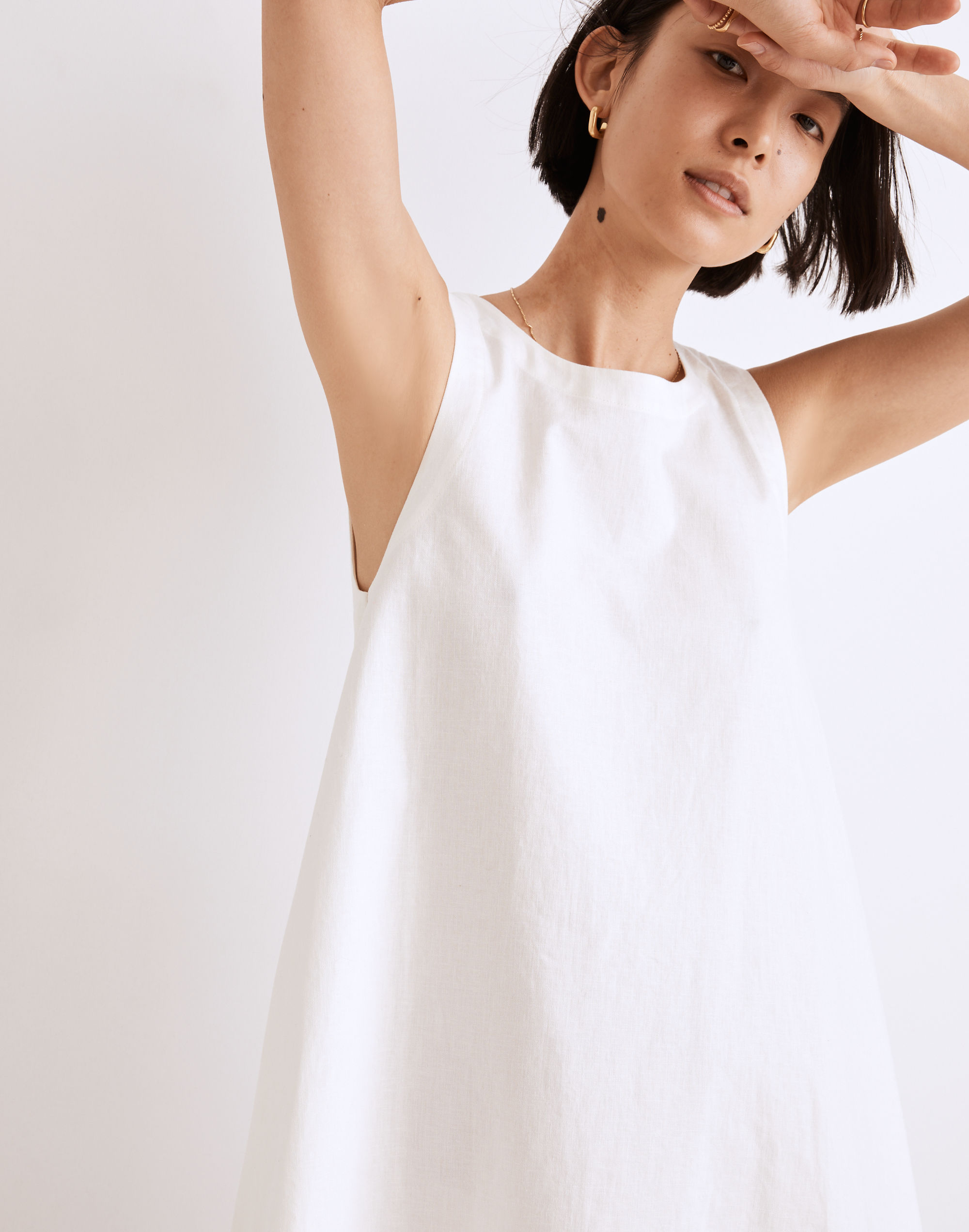 Linen-Cotton Tank Mini Dress