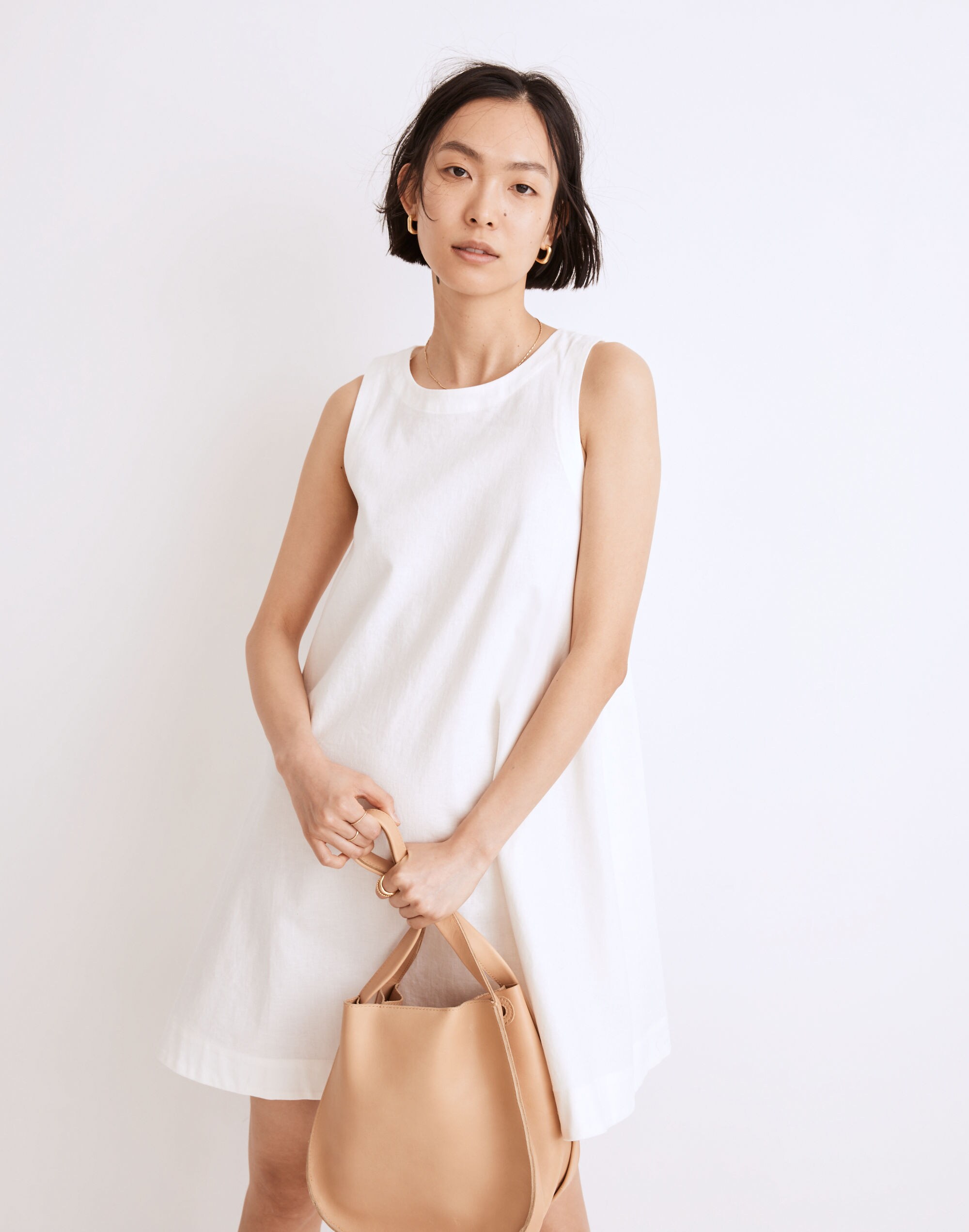 Linen-Cotton Tank Mini Dress