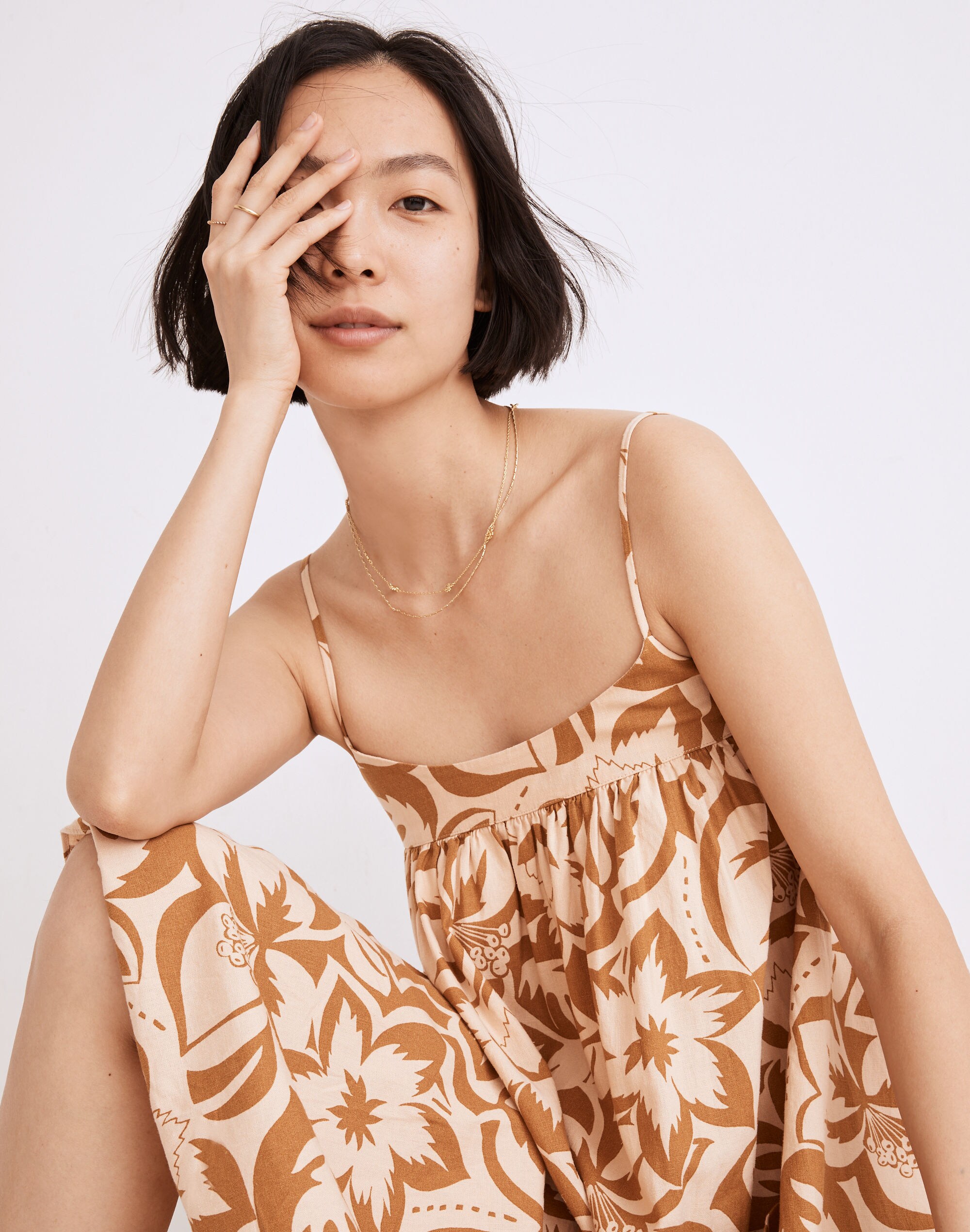 Ameri｜LINEN LIKE CAMI DRESS Ameri vintage LINEN LIKE CAMI DRESS