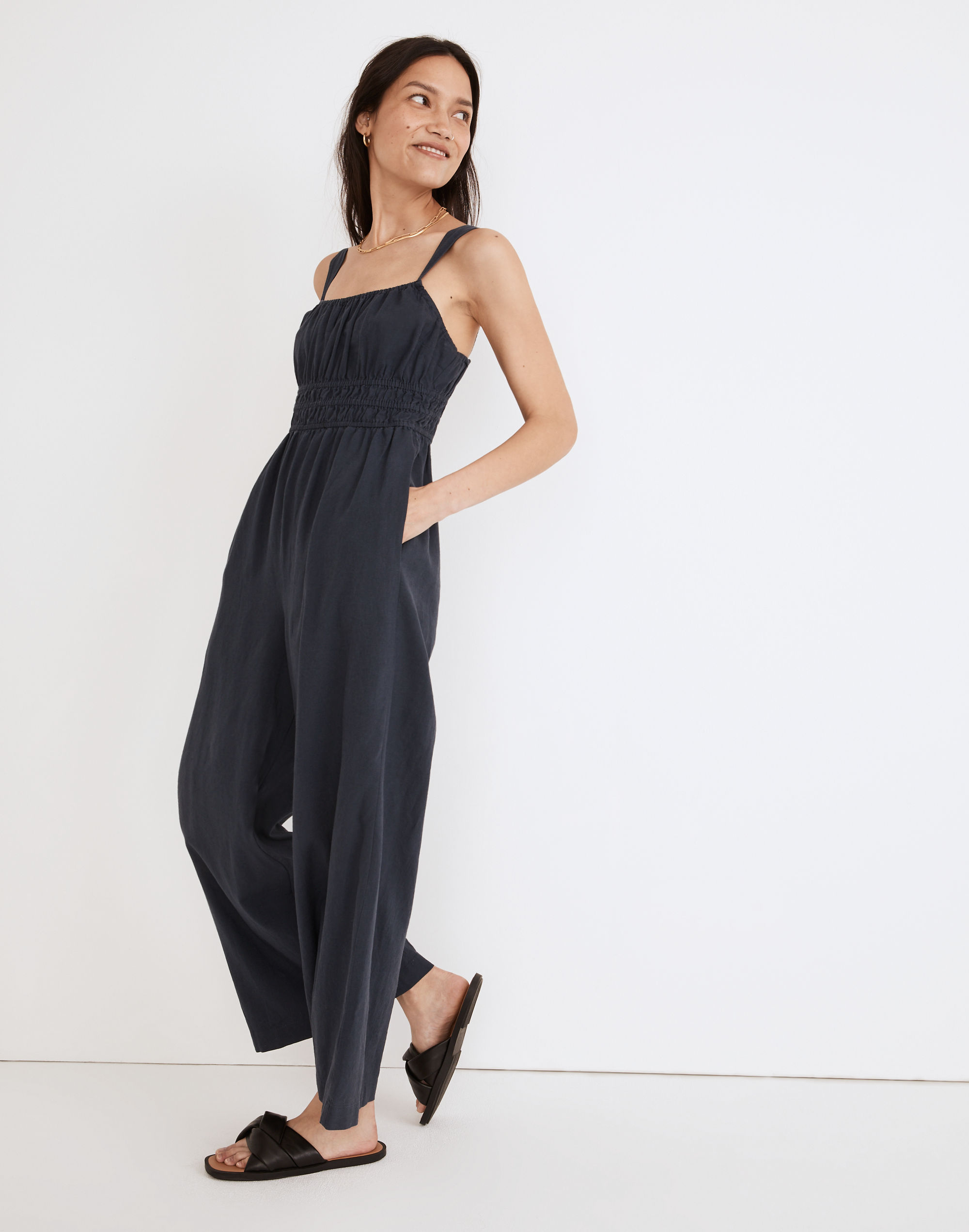 Petite Linen-Blend Sophie Tank Wide-Leg Jumpsuit