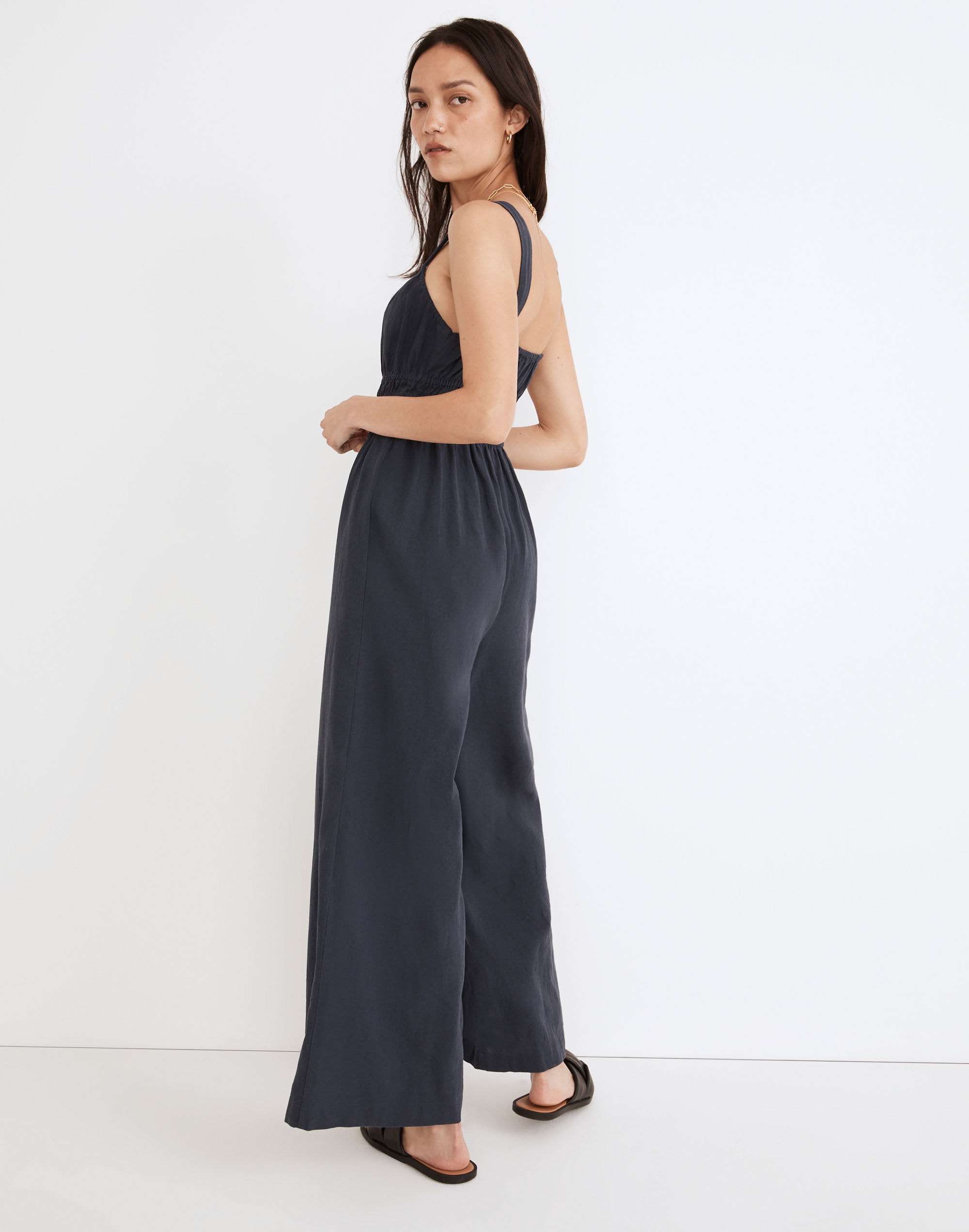 Linen-Blend Sophie Tank Wide-Leg Jumpsuit