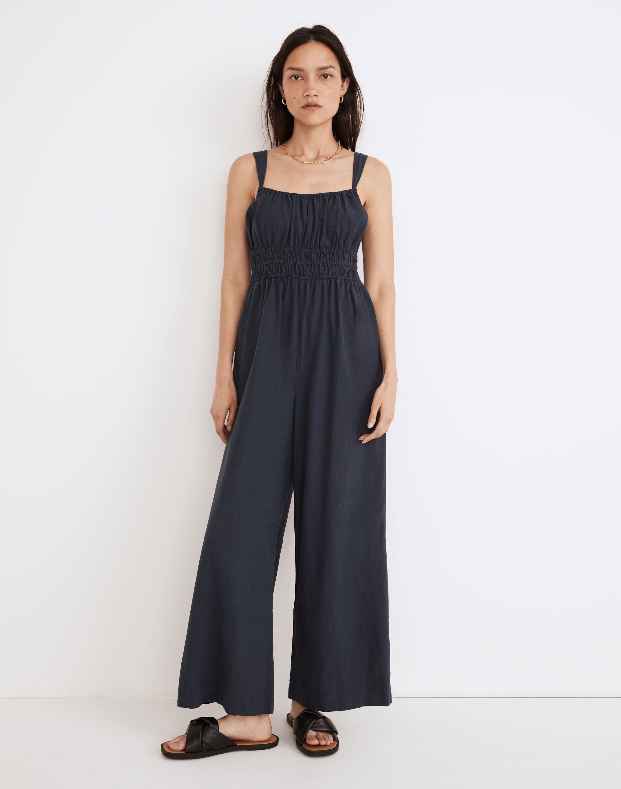 Petite Linen-Blend Sophie Tank Wide-Leg Jumpsuit