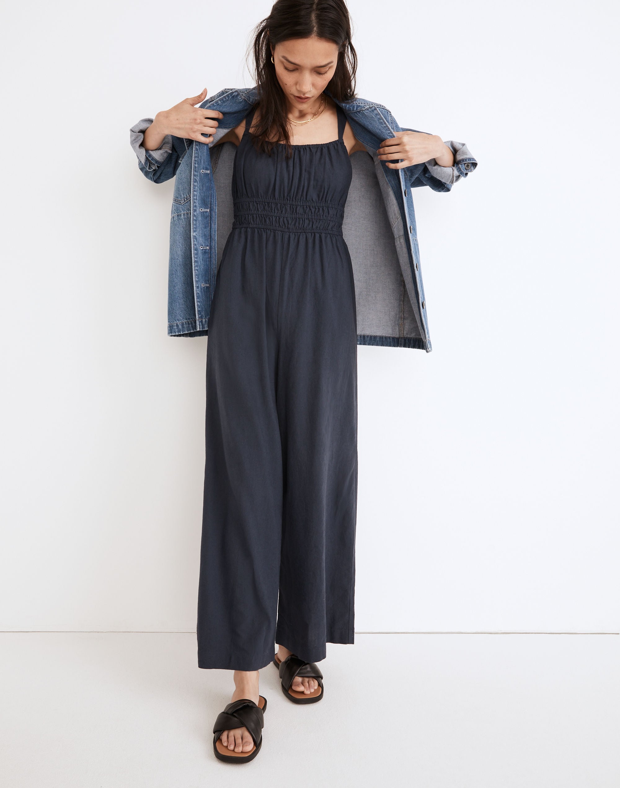 Linen-Blend Sophie Tank Wide-Leg Jumpsuit