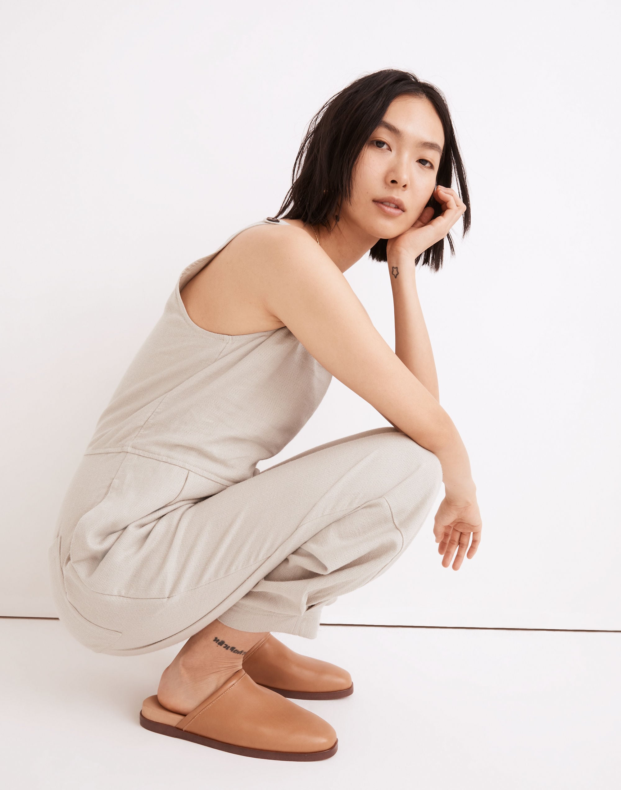 Breezewoven Linen-Blend Tank Jumpsuit