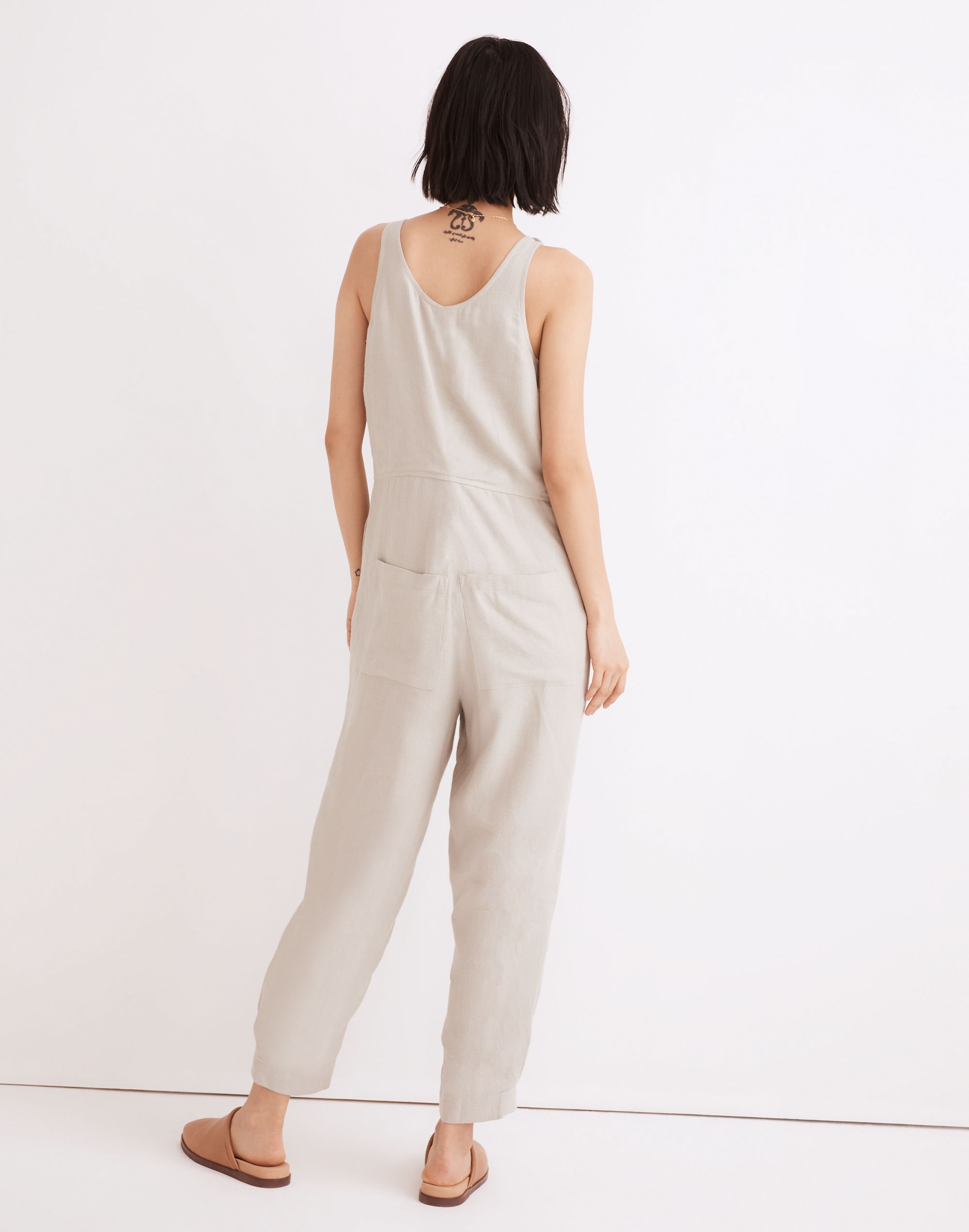 Breezewoven Linen-Blend Tank Jumpsuit
