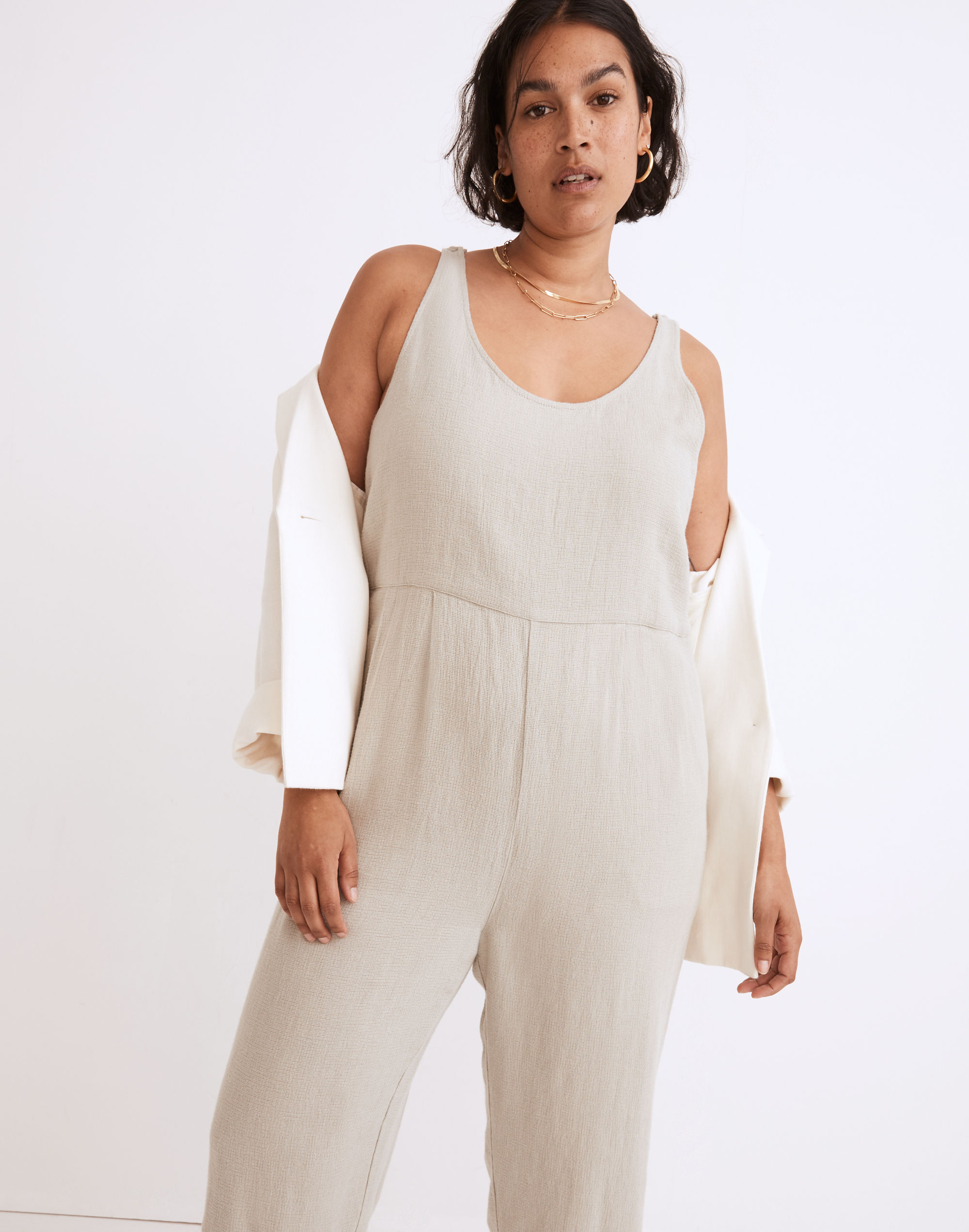 Breezewoven Linen-Blend Tank Jumpsuit