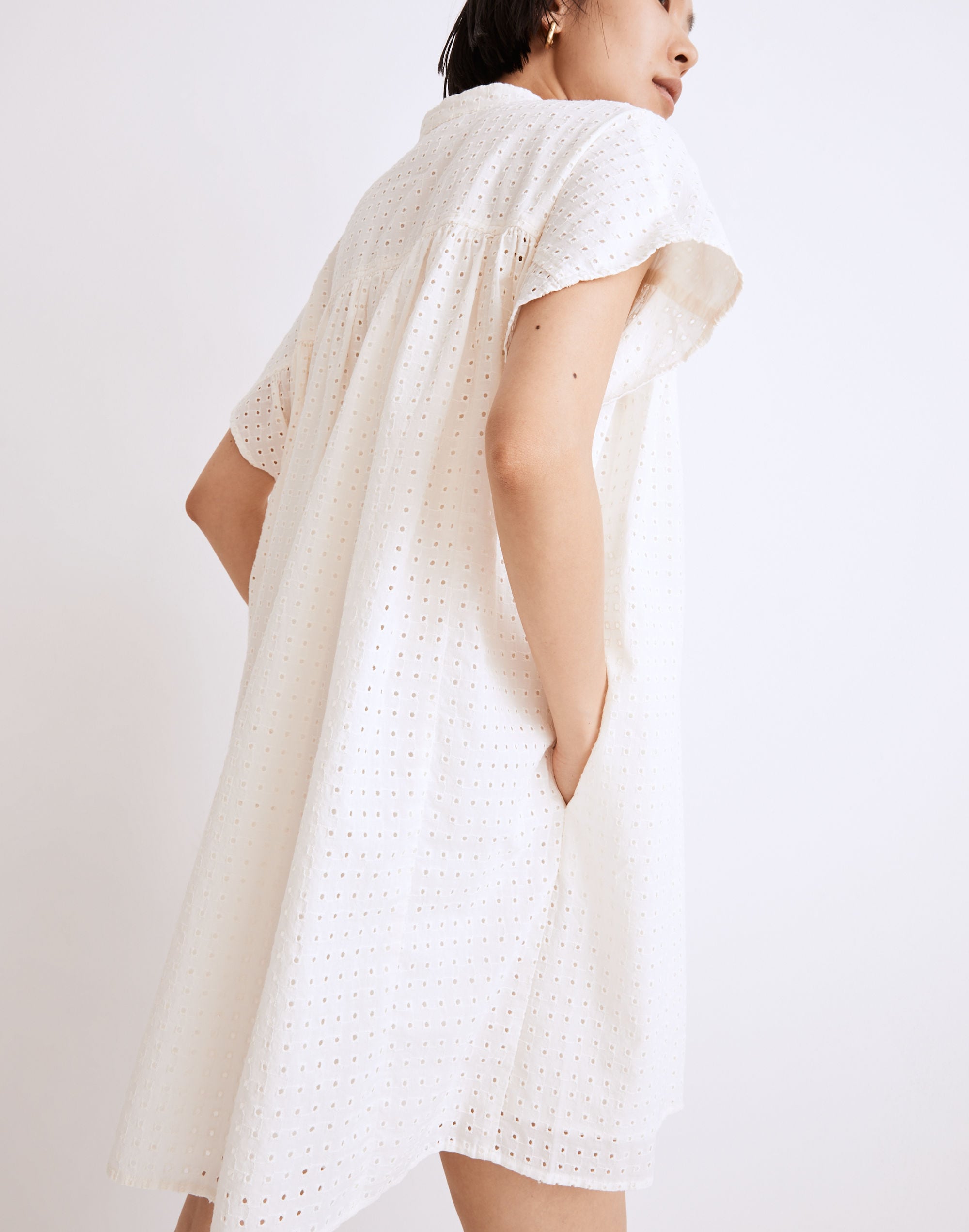 Eyelet Boxy Mini Shirtdress