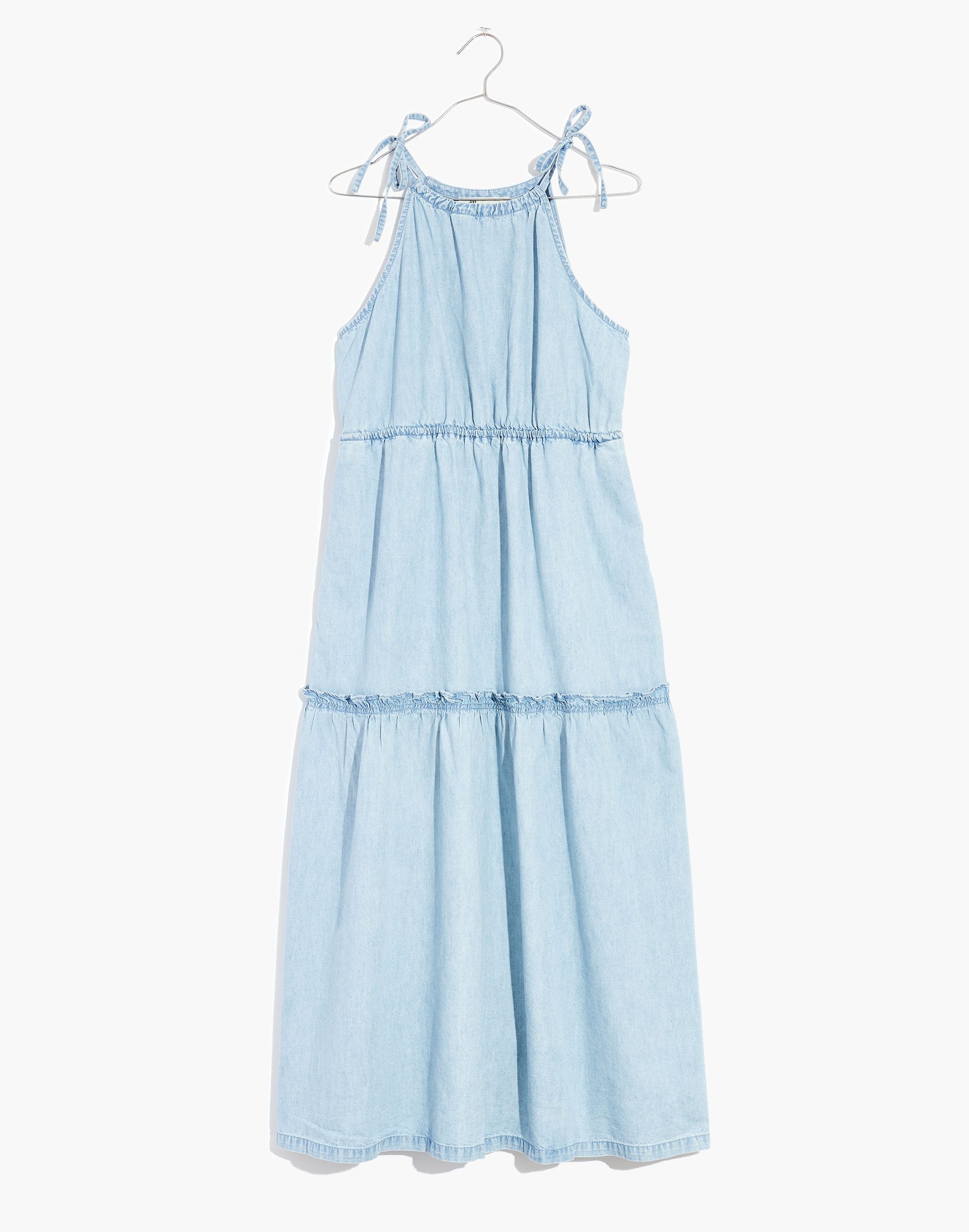 Cutaway Tiered Midi Dress: TENCEL&trade; Denim Edition