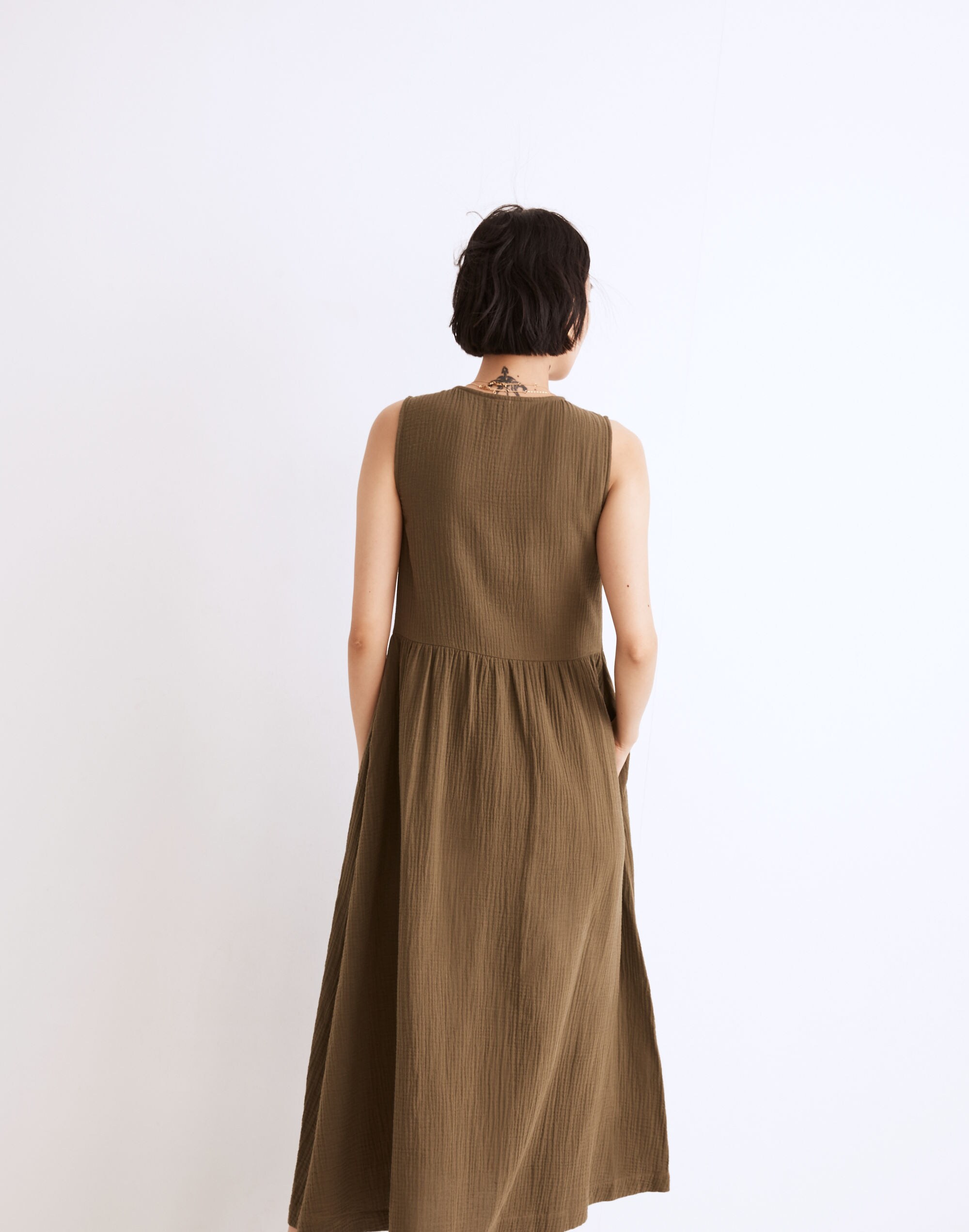 Lightspun Button-Front Tank Midi Dress