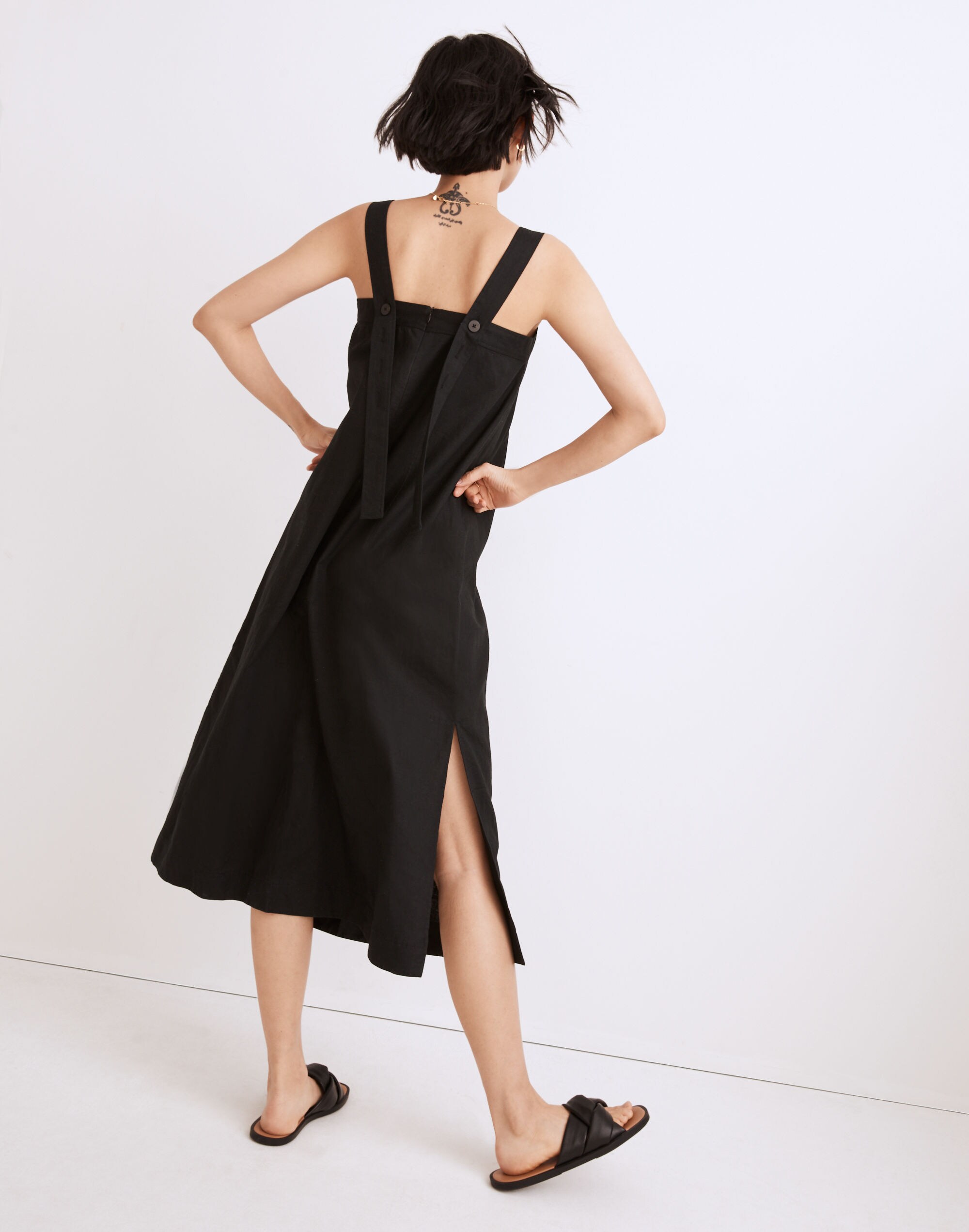 Linen-Cotton Princess-Seamed Midi Dress