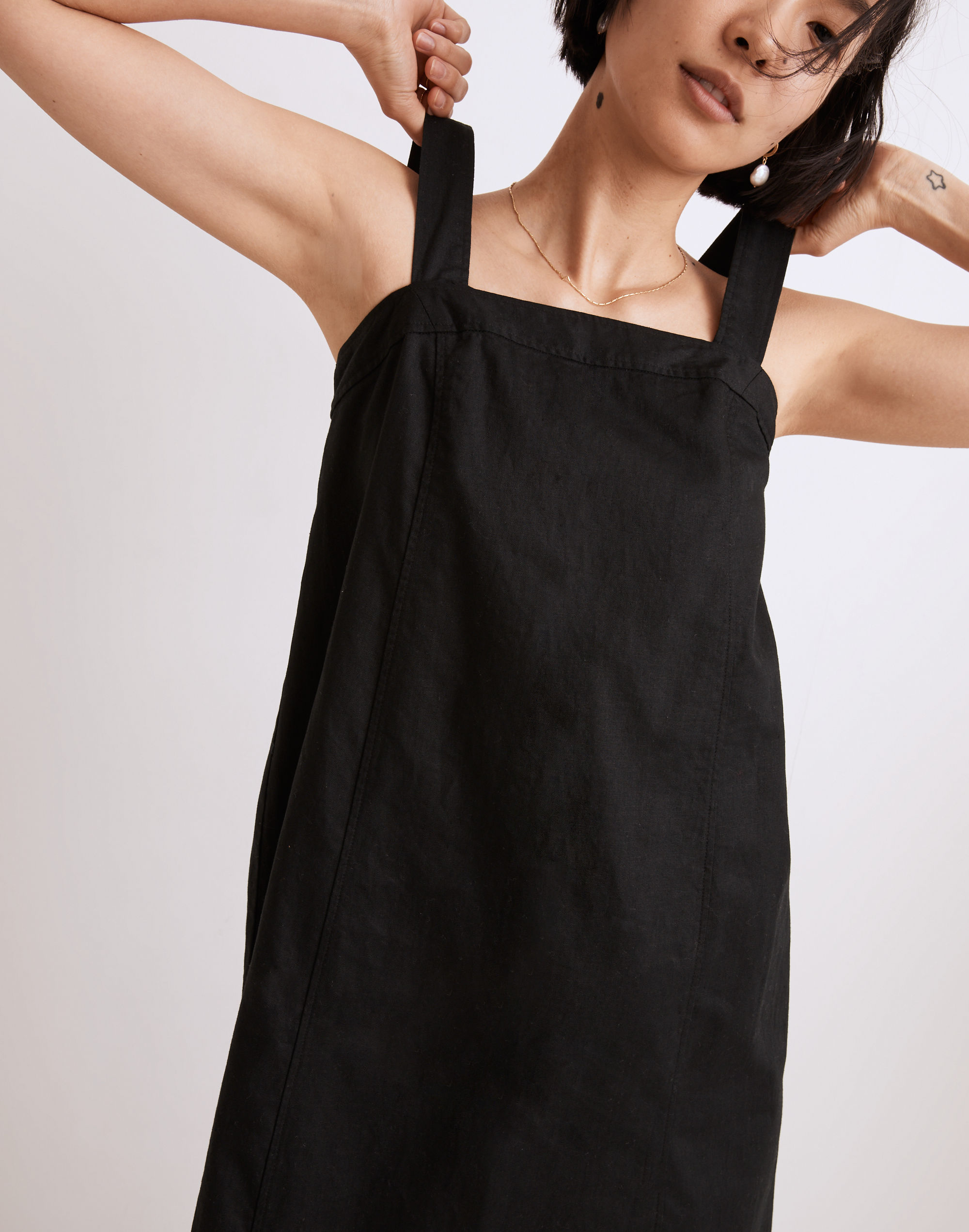 Linen-Cotton Princess-Seamed Midi Dress