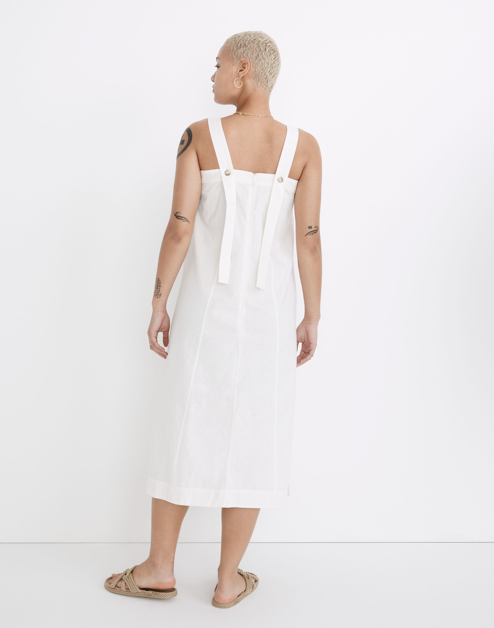 Linen-Cotton Princess-Seamed Midi Dress