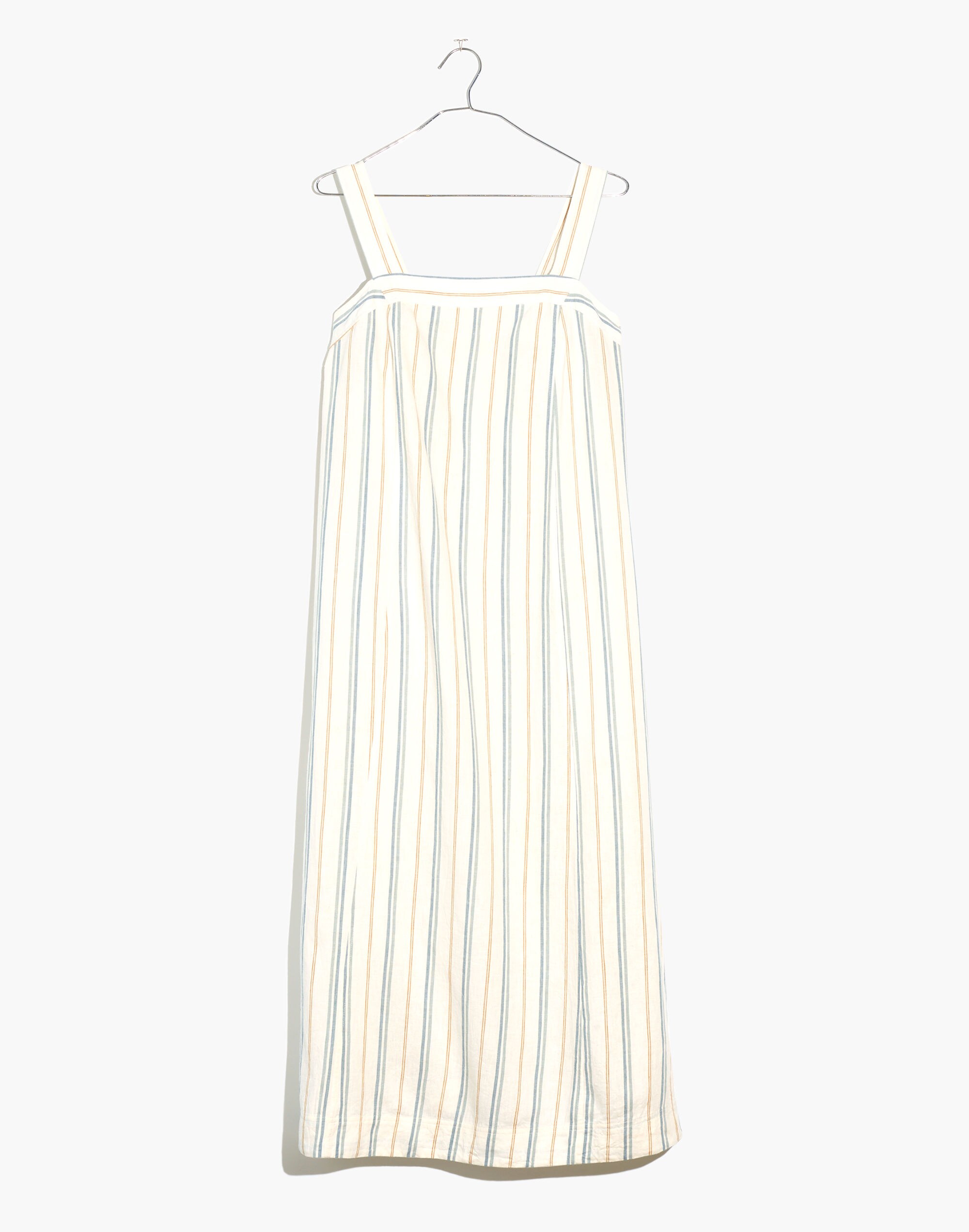 Linen-Cotton Princess-Seamed Midi Dress in Stripe