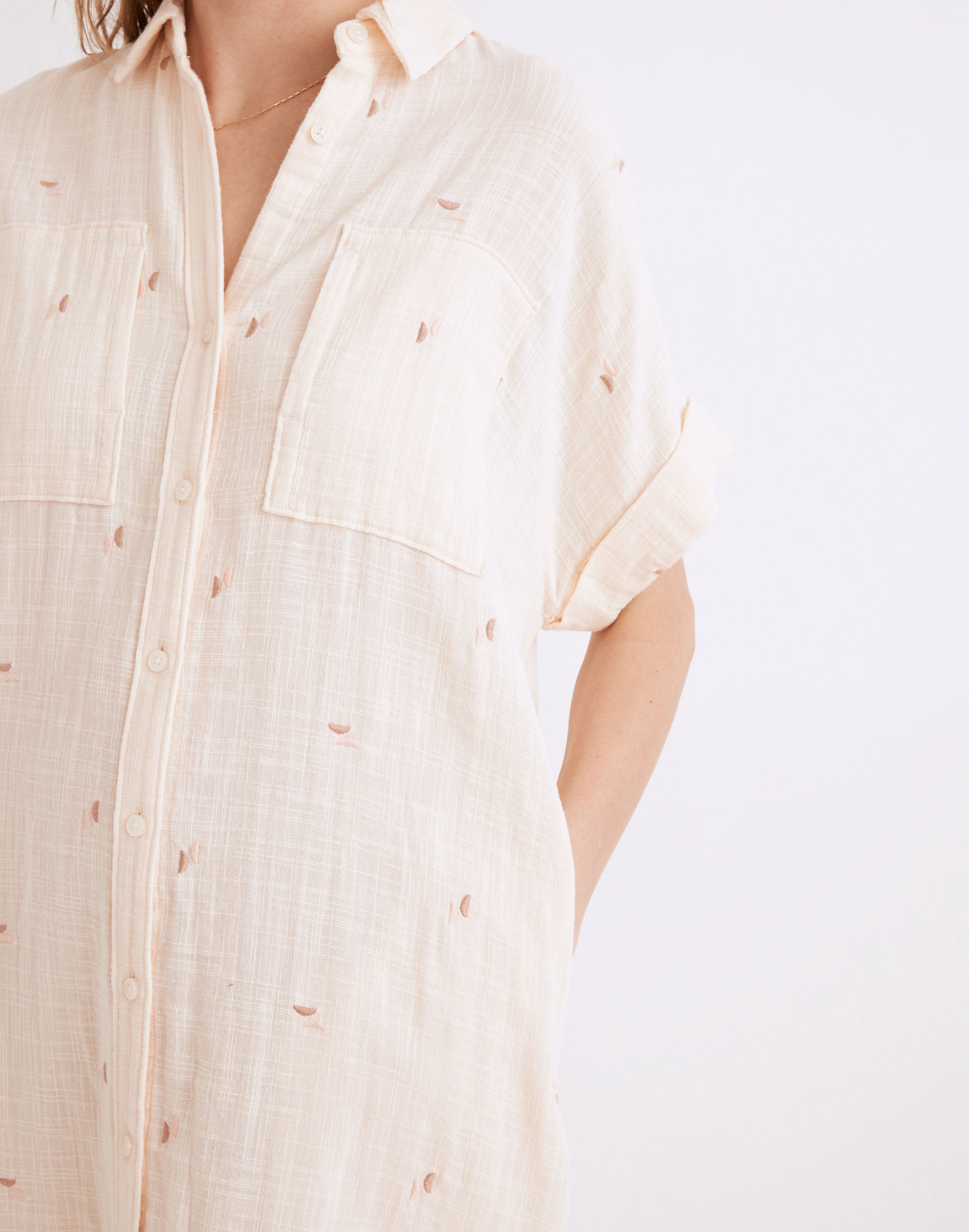 Embroidered Lightspun Lakeline Shirtdress