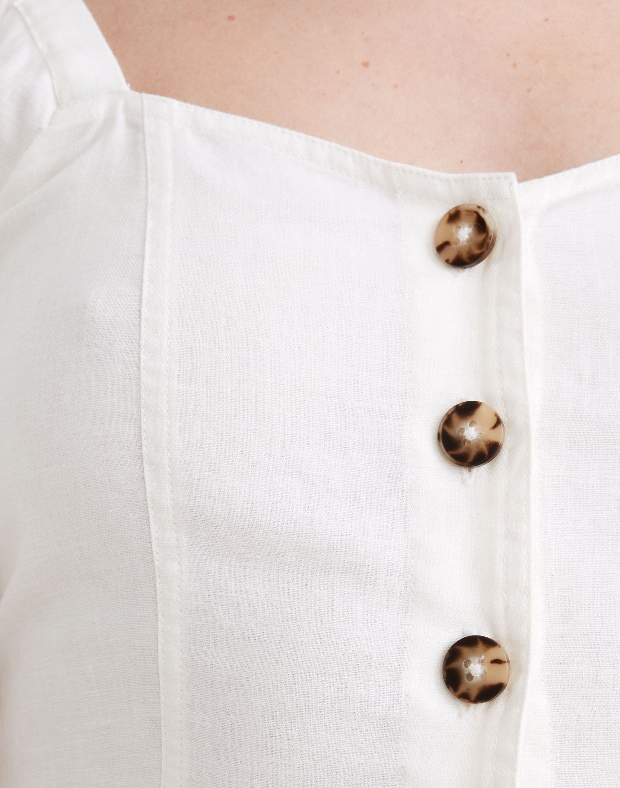 Linen-Cotton Puff-Sleeve Mini Dress