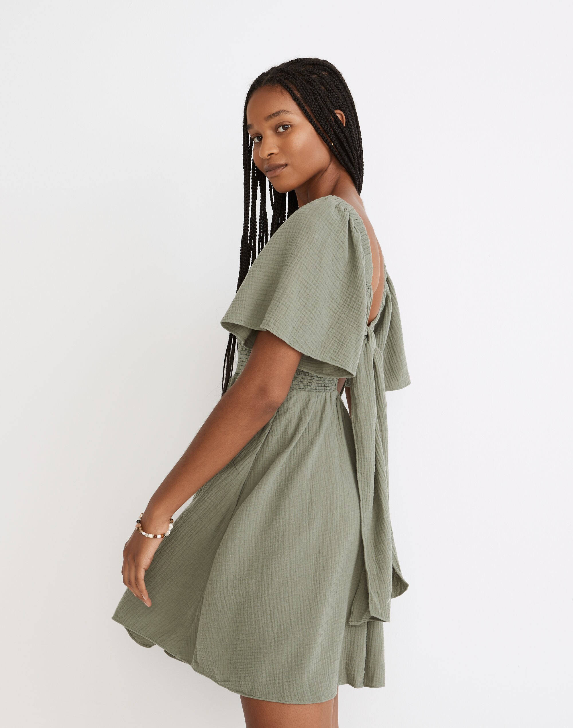 Lightspun Lucie Smocked Tie-Back Mini Dress