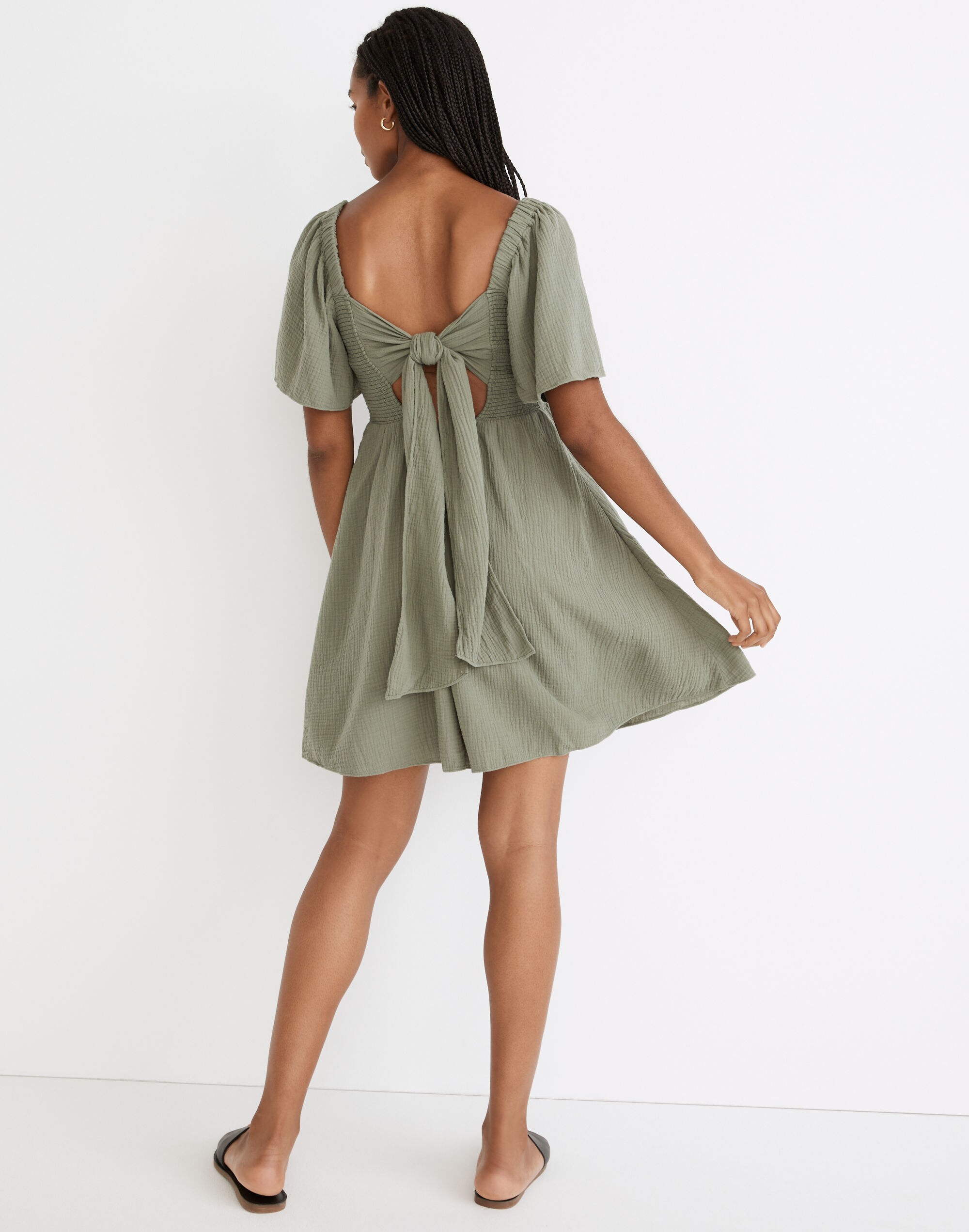 Lightspun Lucie Smocked Tie-Back Mini Dress