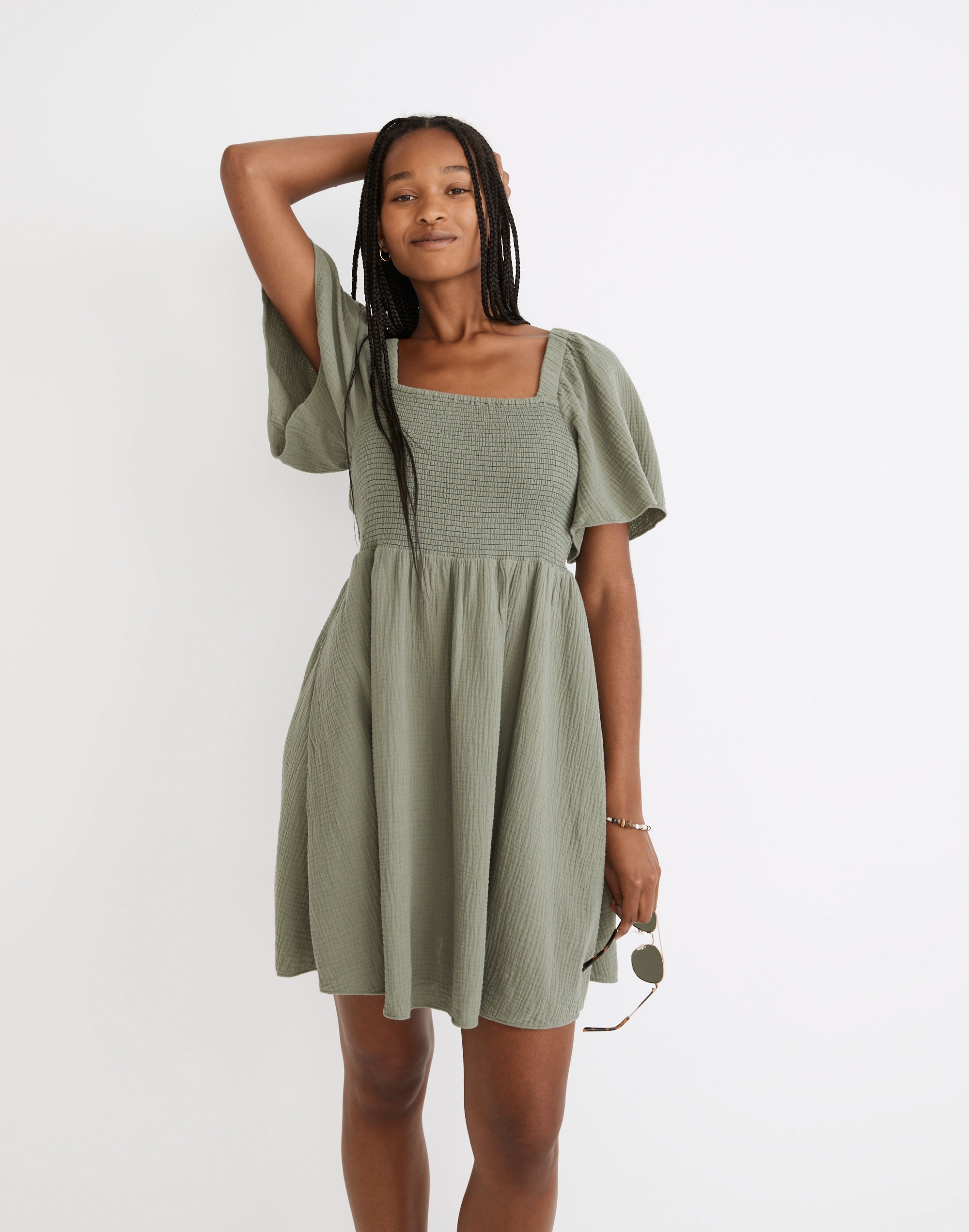 lightspun lucie smocked tie-back mini dress