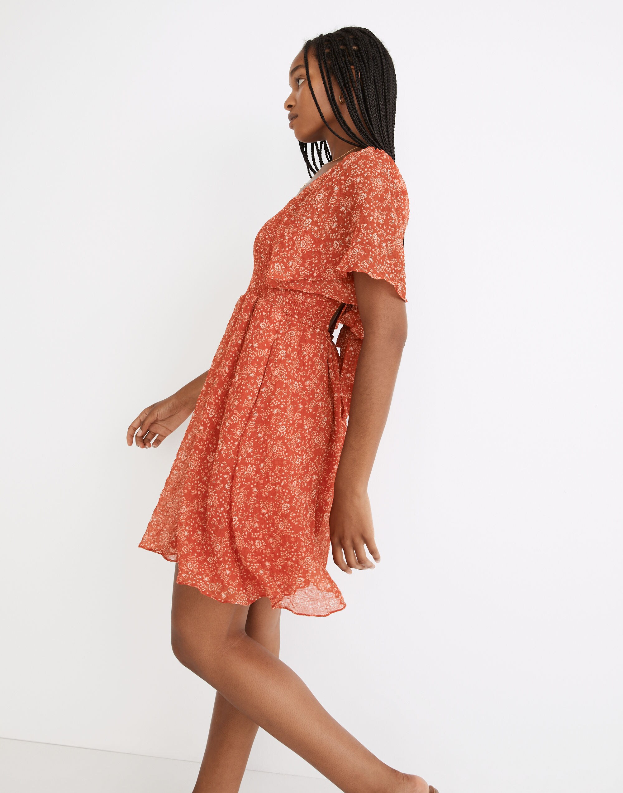 Seersucker Lucie Tie-Back Mini Dress in Piazza Floral