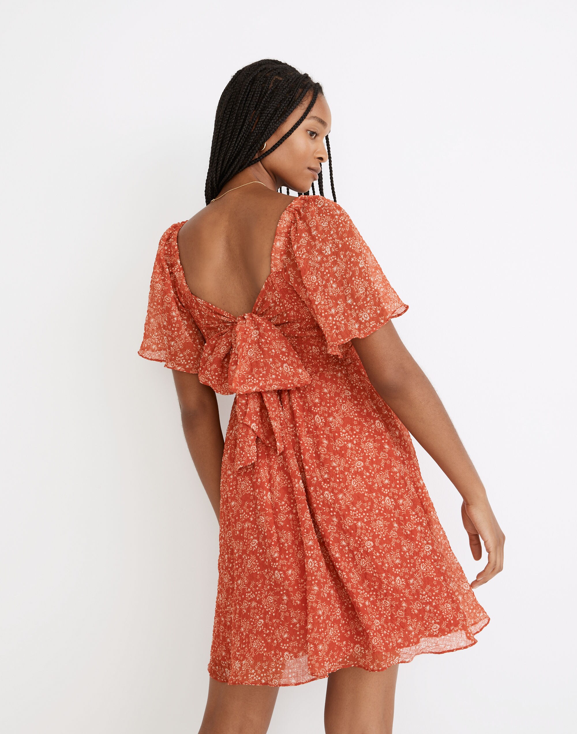 Seersucker Lucie Tie-Back Mini Dress in Piazza Floral