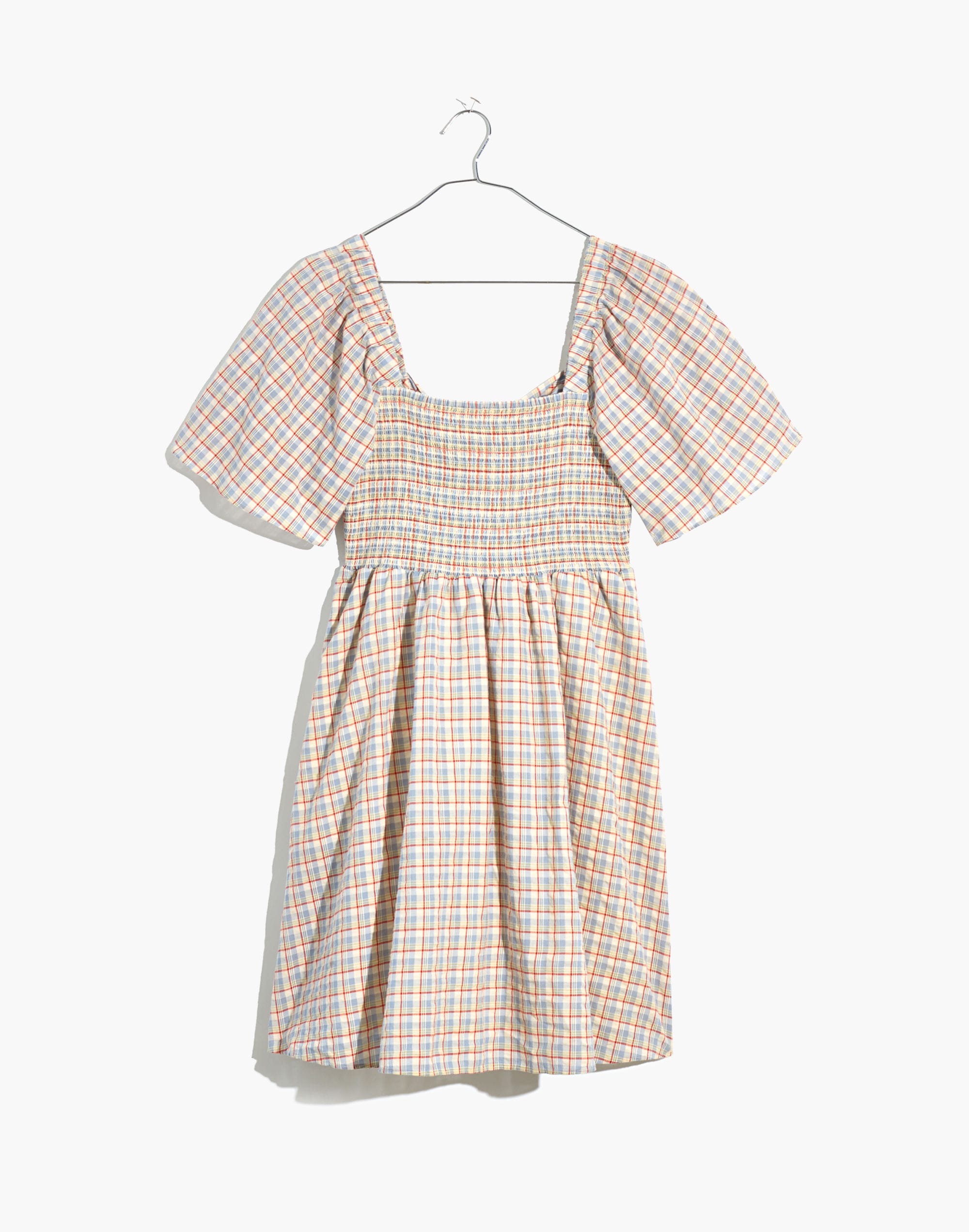 Seersucker Lucie Tie-Back Mini Dress in Plaid