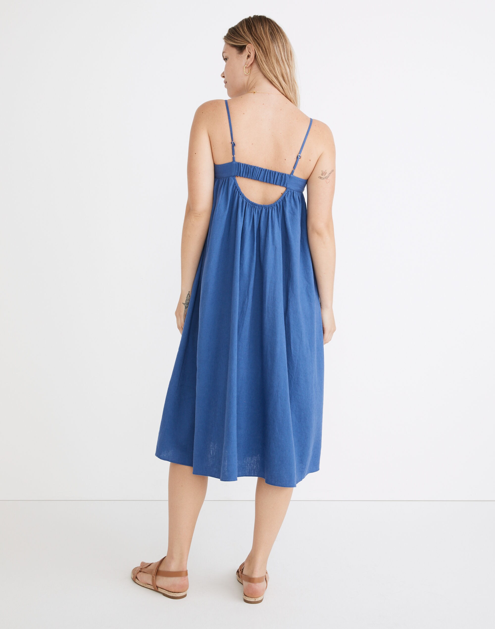 Linen-Blend Cami Midi Dress