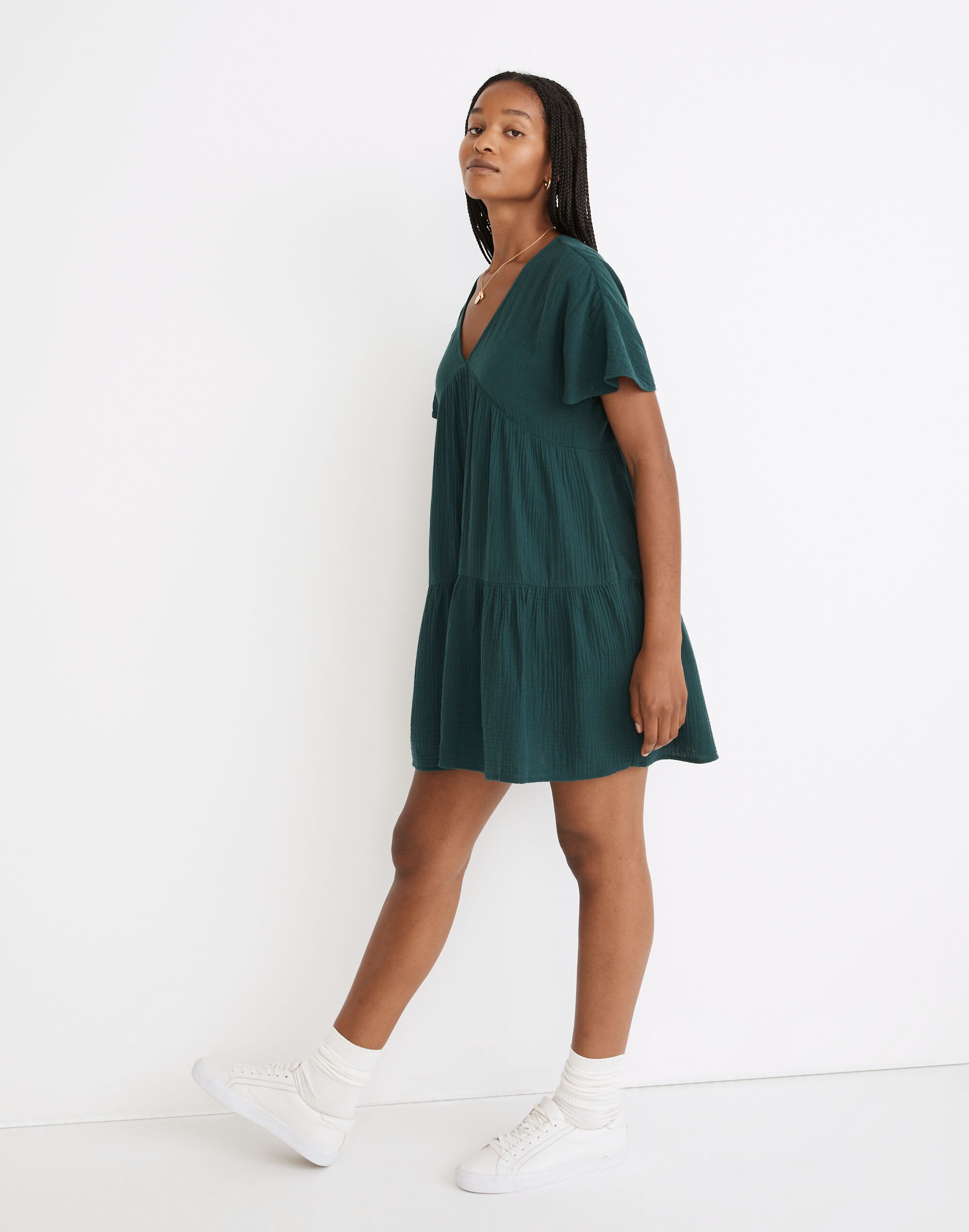 Lightspun Popover Tiered Mini Dress