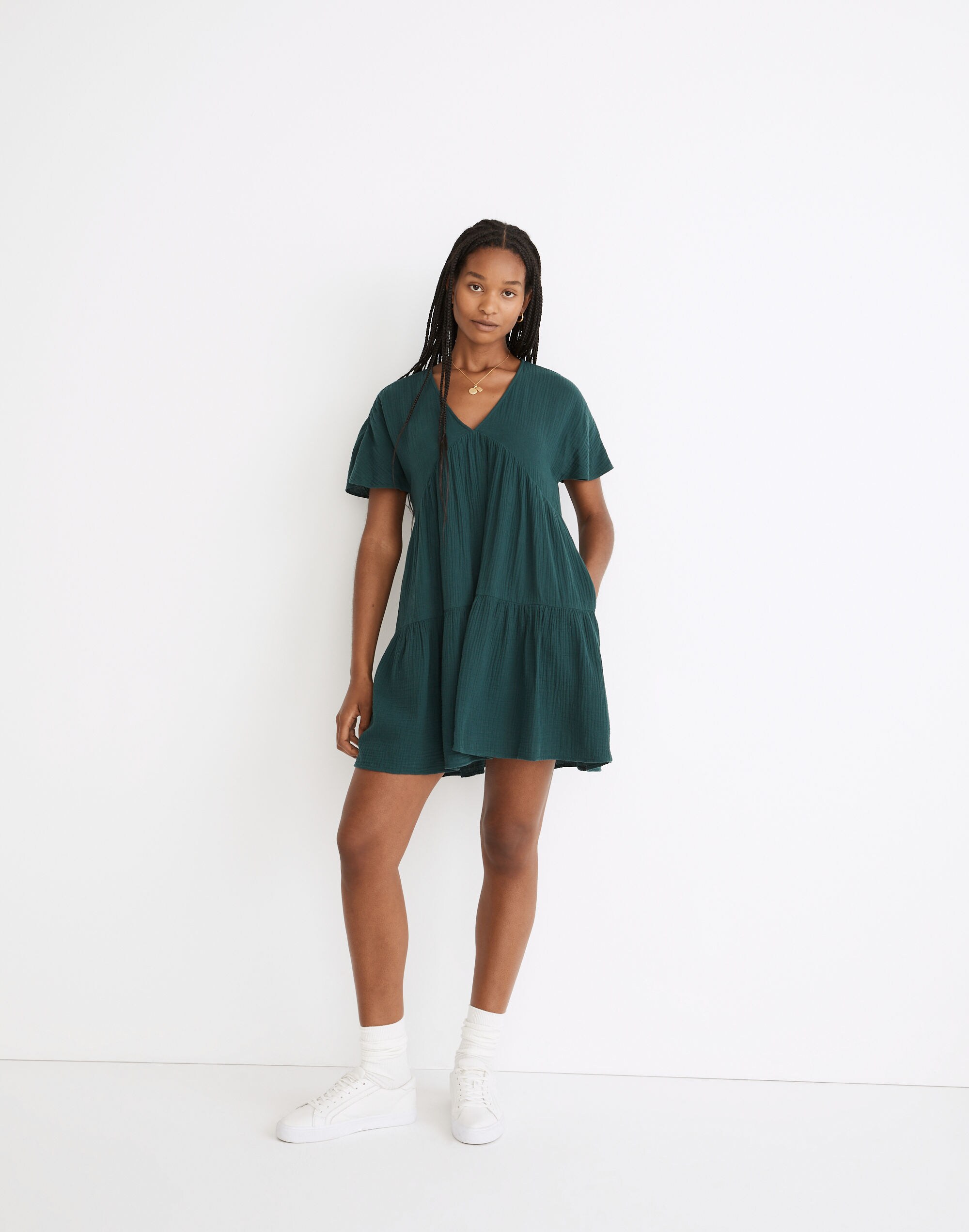 Lightspun Popover Tiered Mini Dress