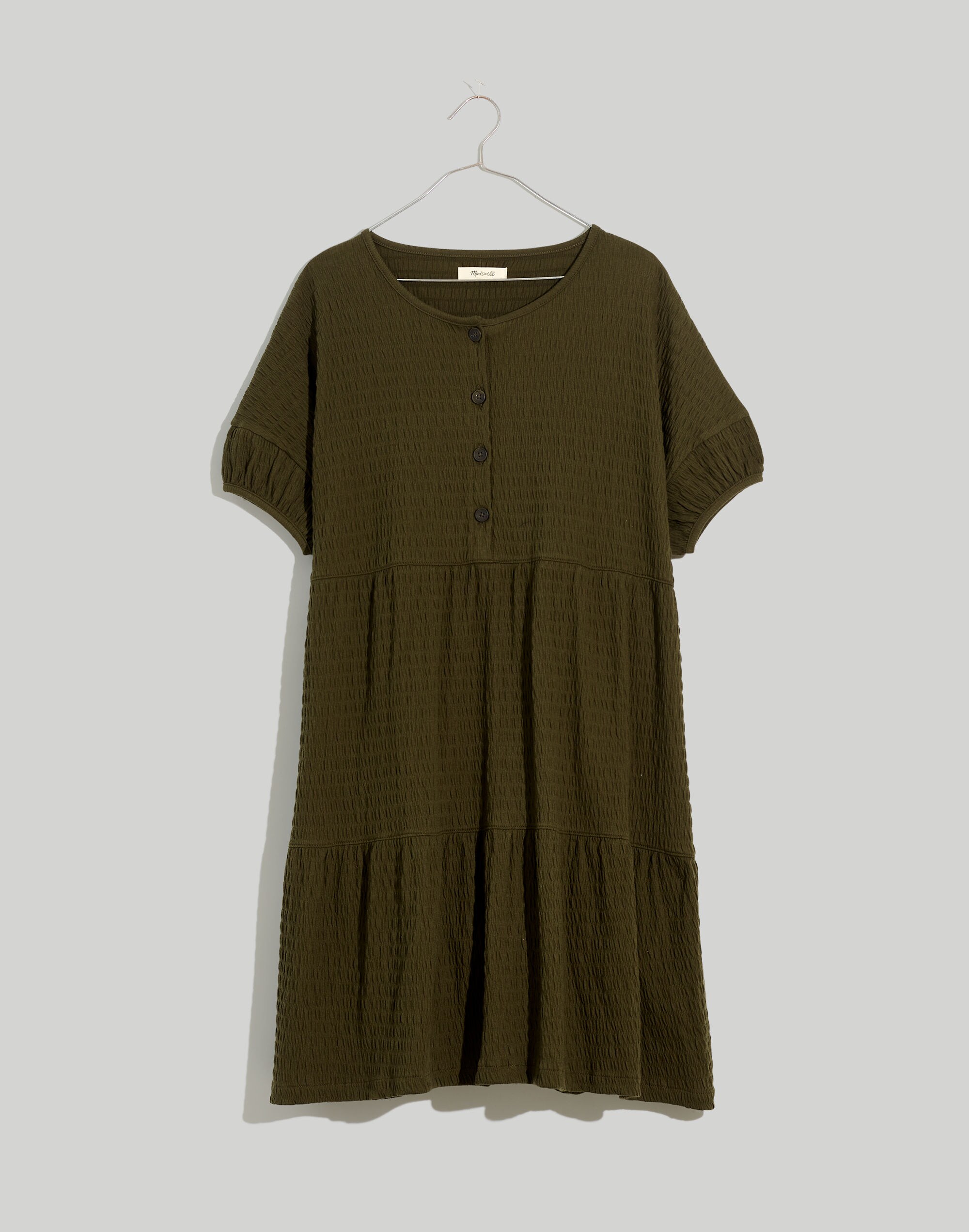 (Re)sourced Crinkle-Knit Tiered Mini Dress