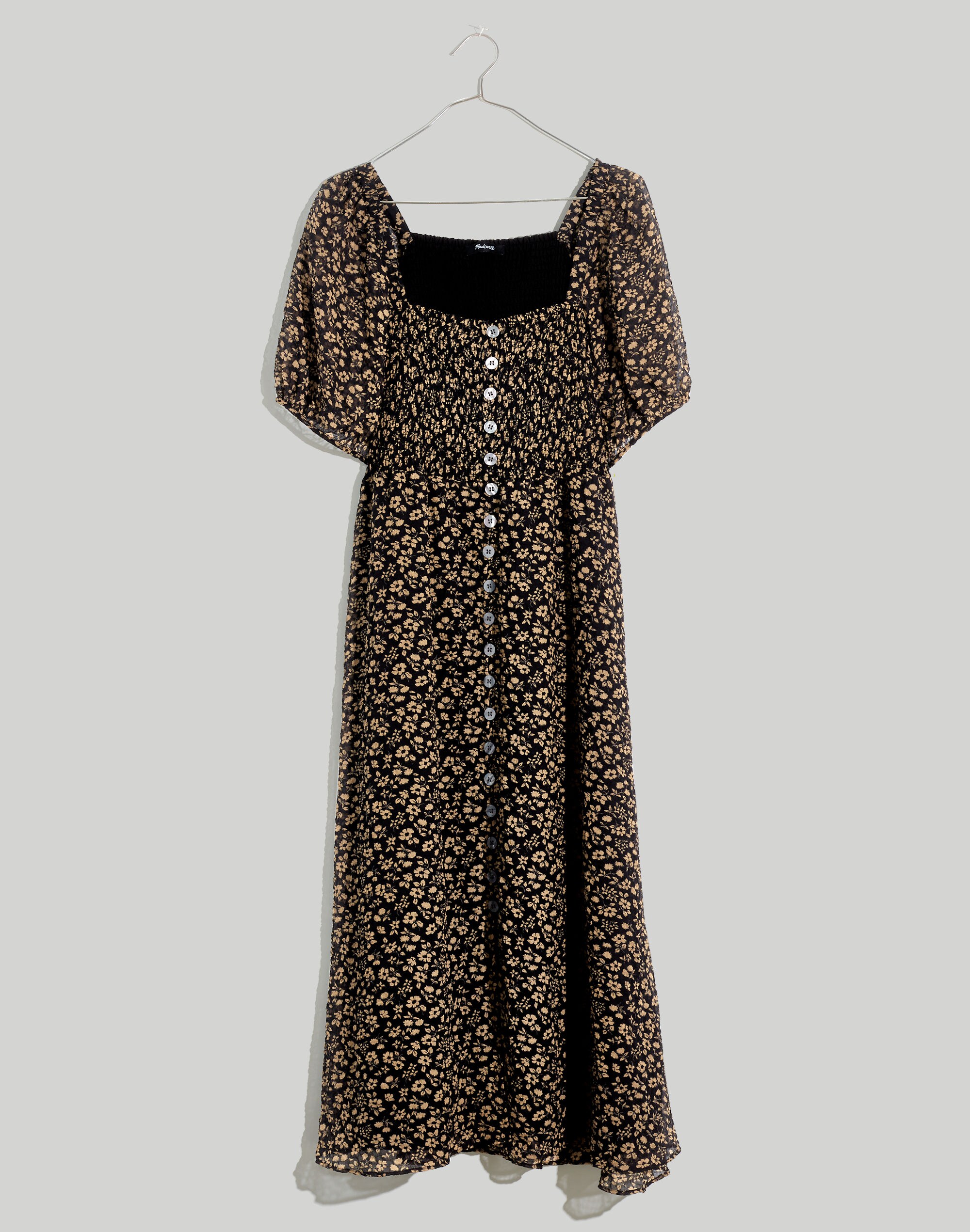 Seersucker Lucie Button-Front Smocked Midi Dress in Piccola Floral