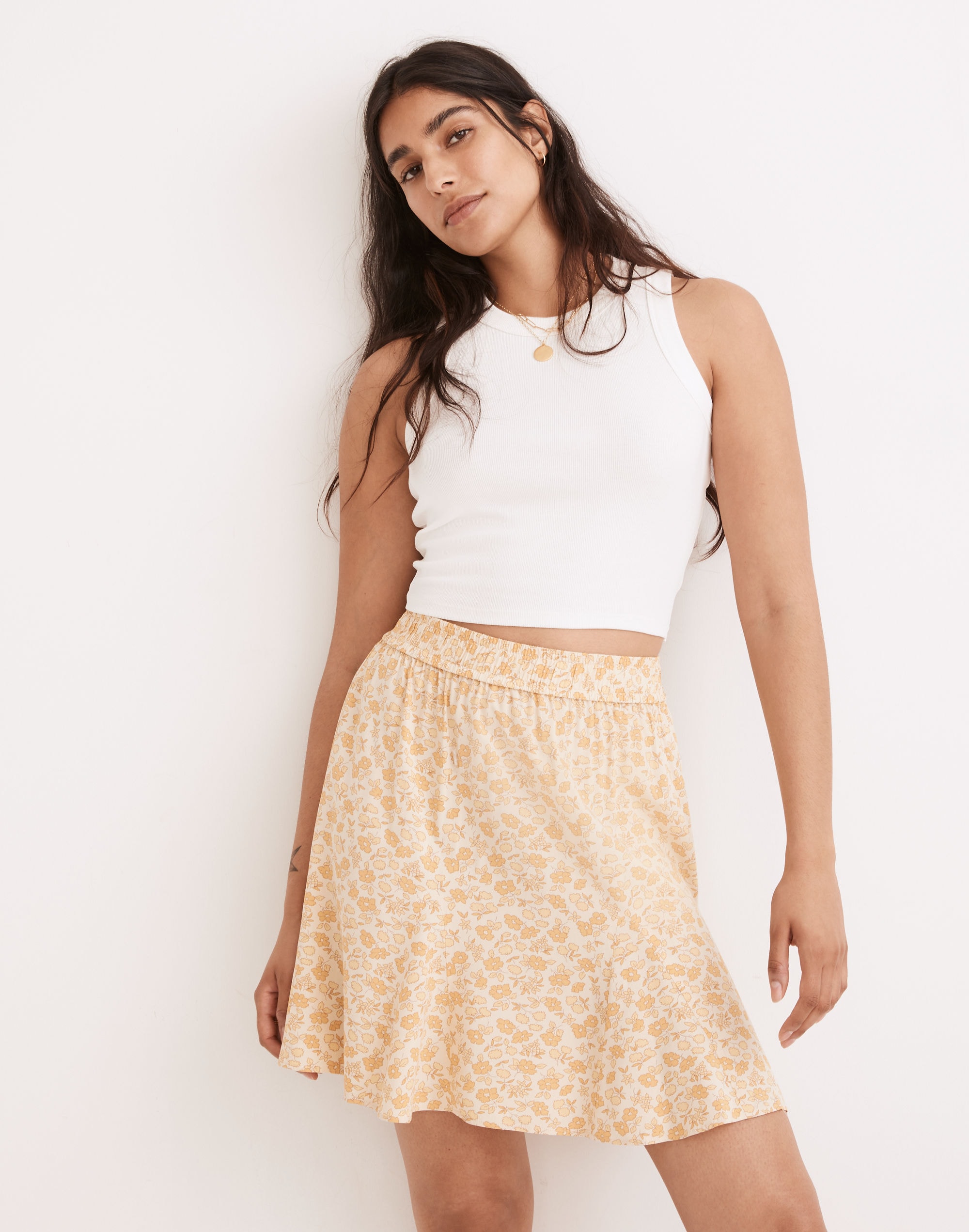 Pull-On Swing Mini Skirt in Piccola Floral