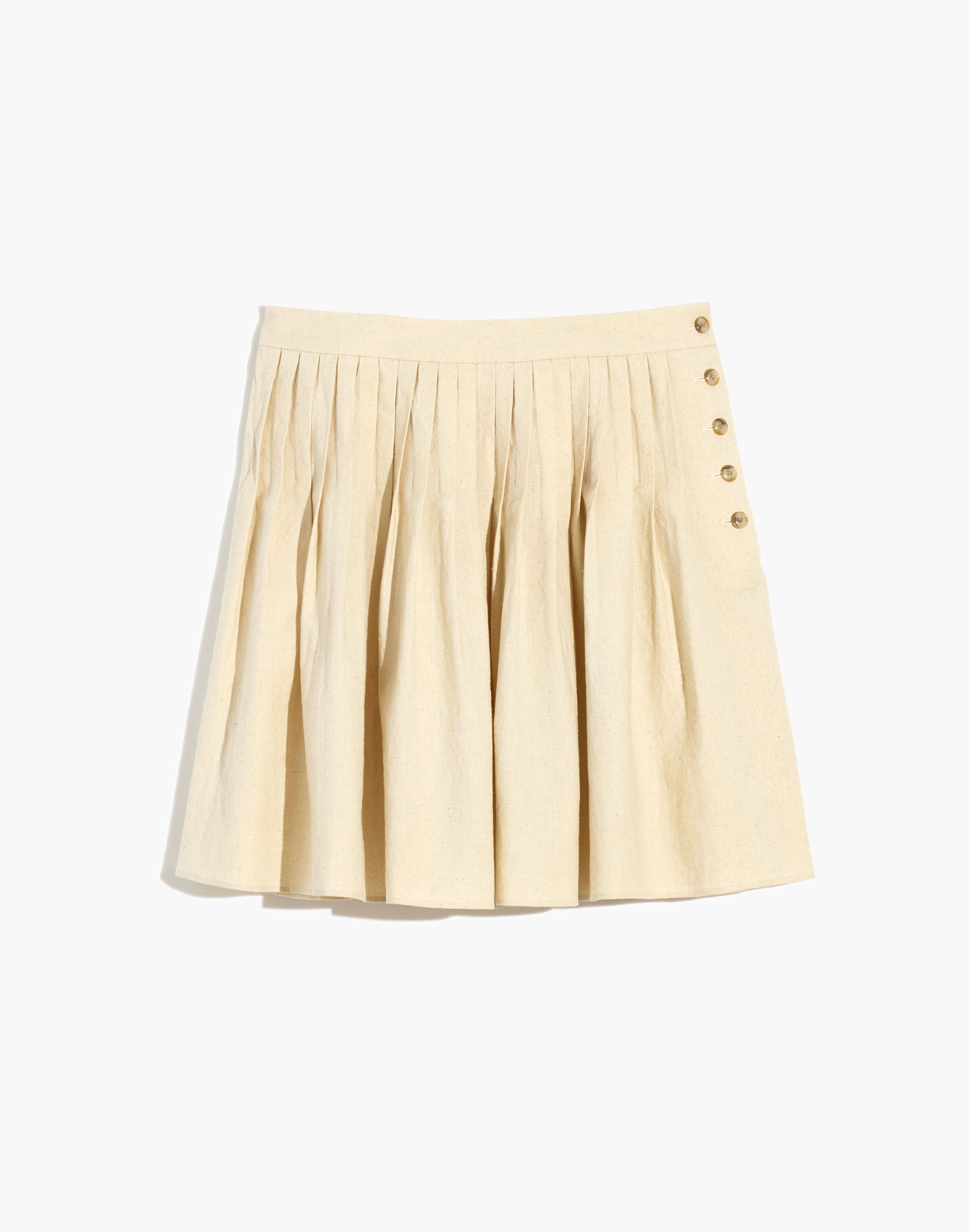 Hemp-Cotton Pintuck Full Mini Skirt: Undyed Edition