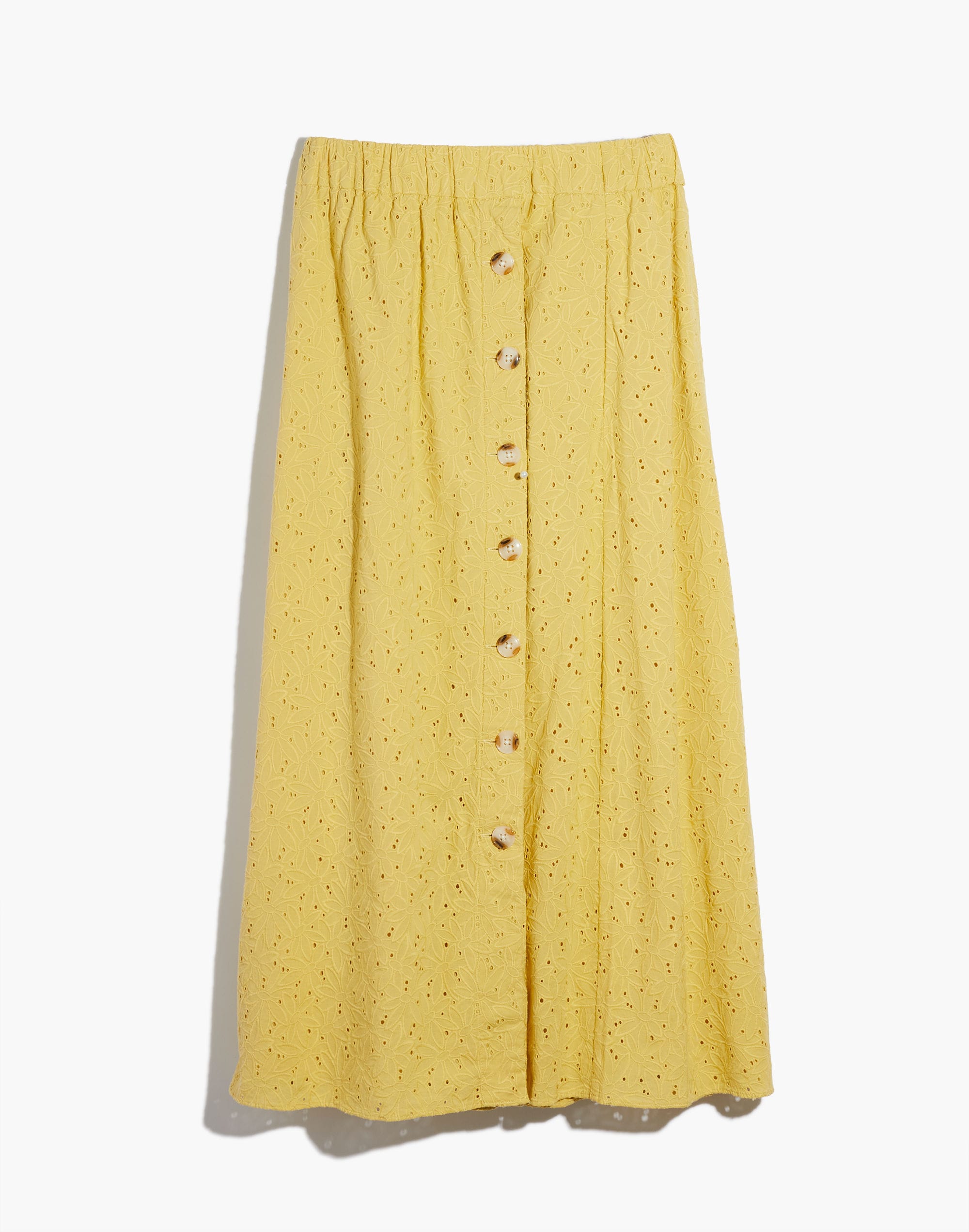 Eyelet Side-Button Midi Skirt in Dream-On Daisy
